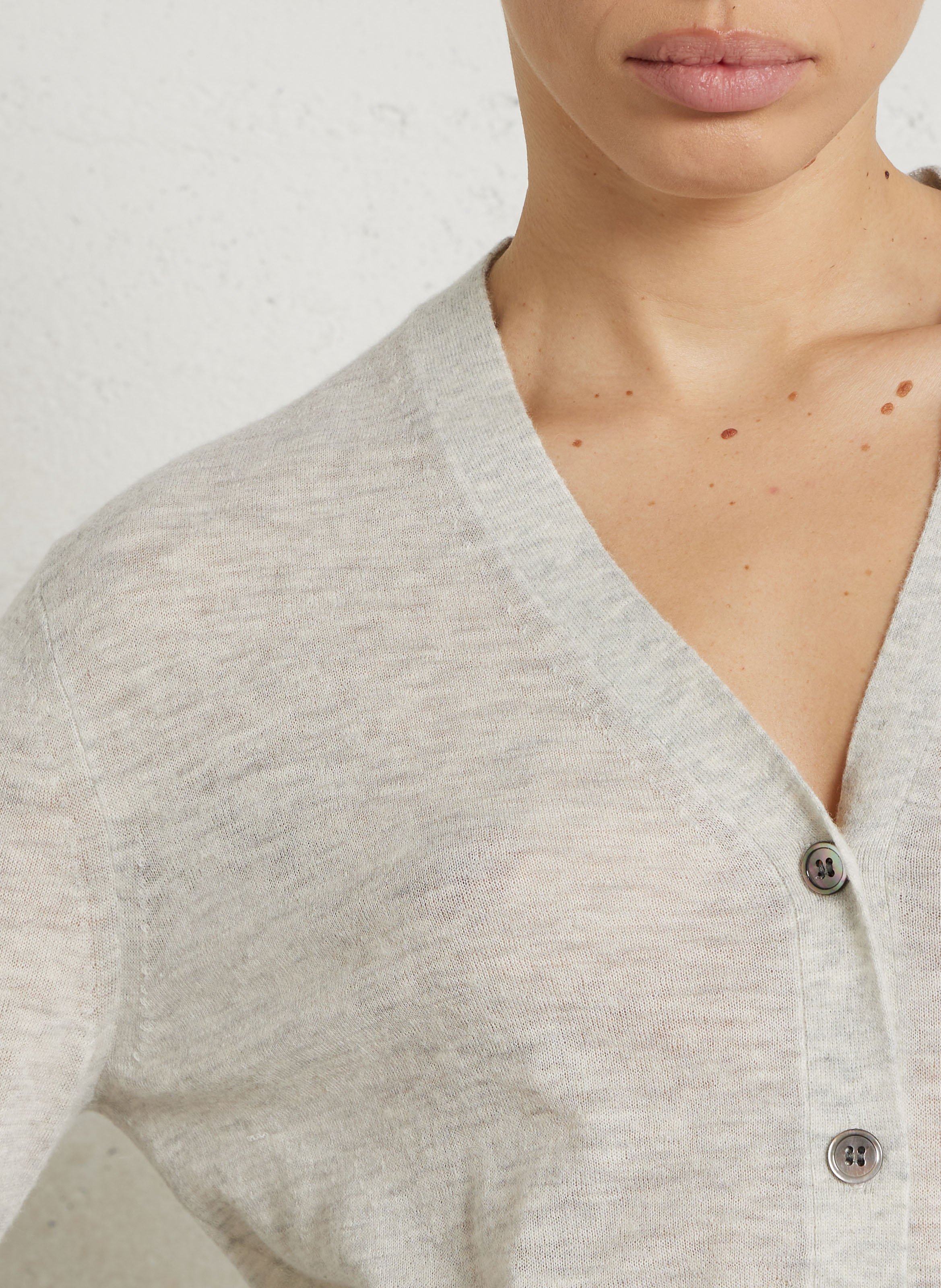 Weite Strickmix-Jacke mit V-Ausschnitt SOEUR Grau