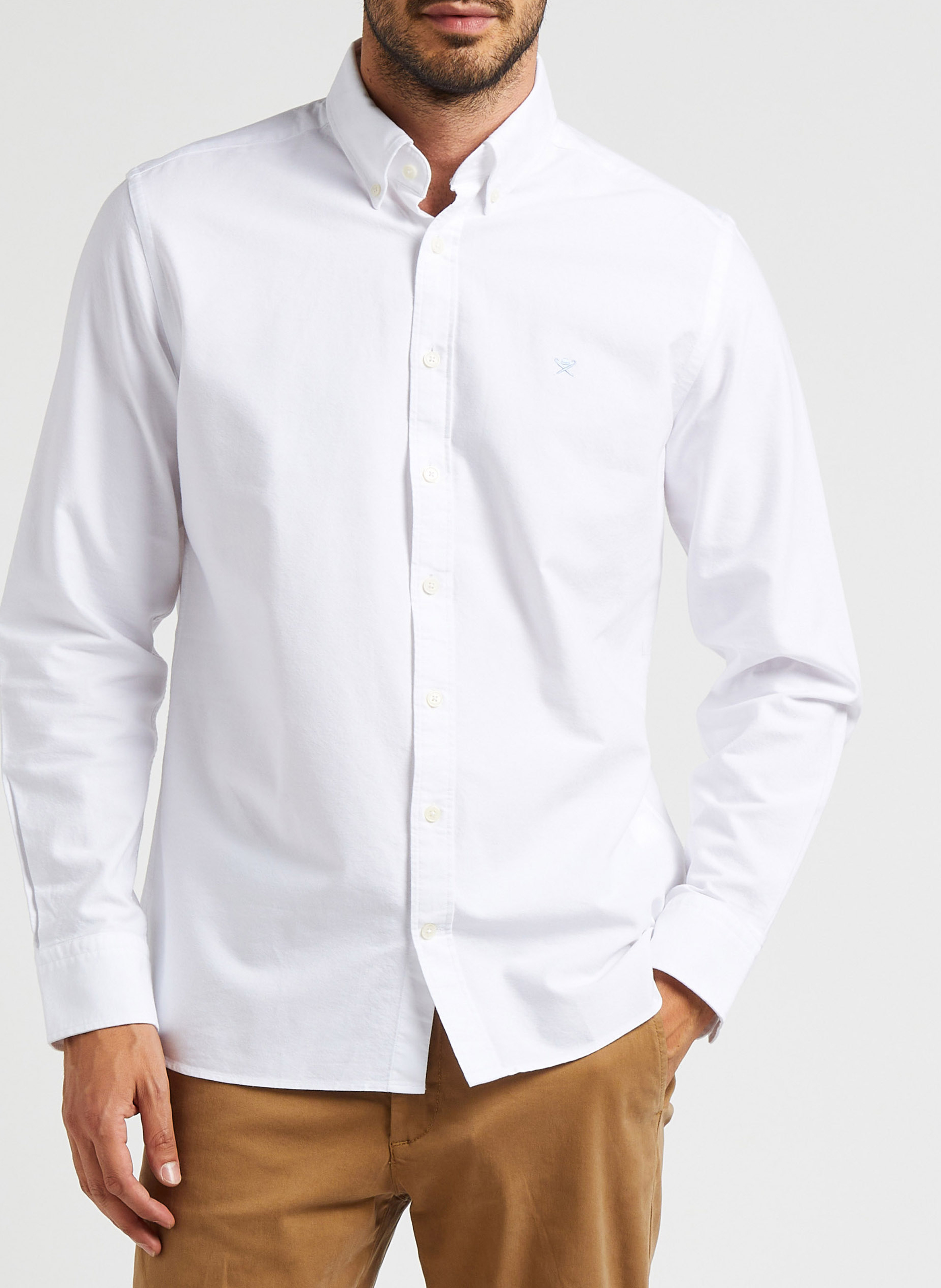 Katoenen blouse met klassieke kraag HACKETT Wit