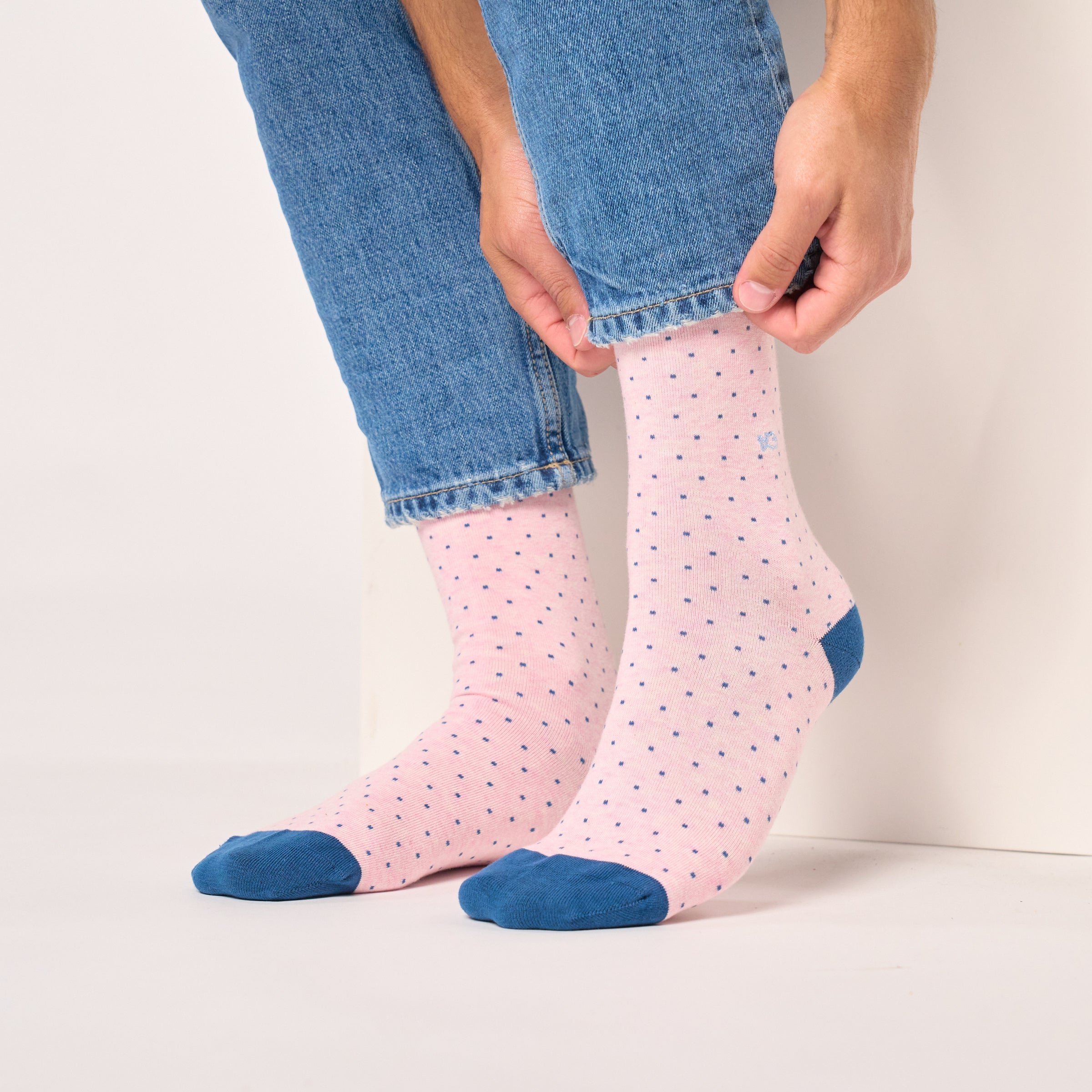 Combed cotton socks with polka dots BILLYBELT Pink