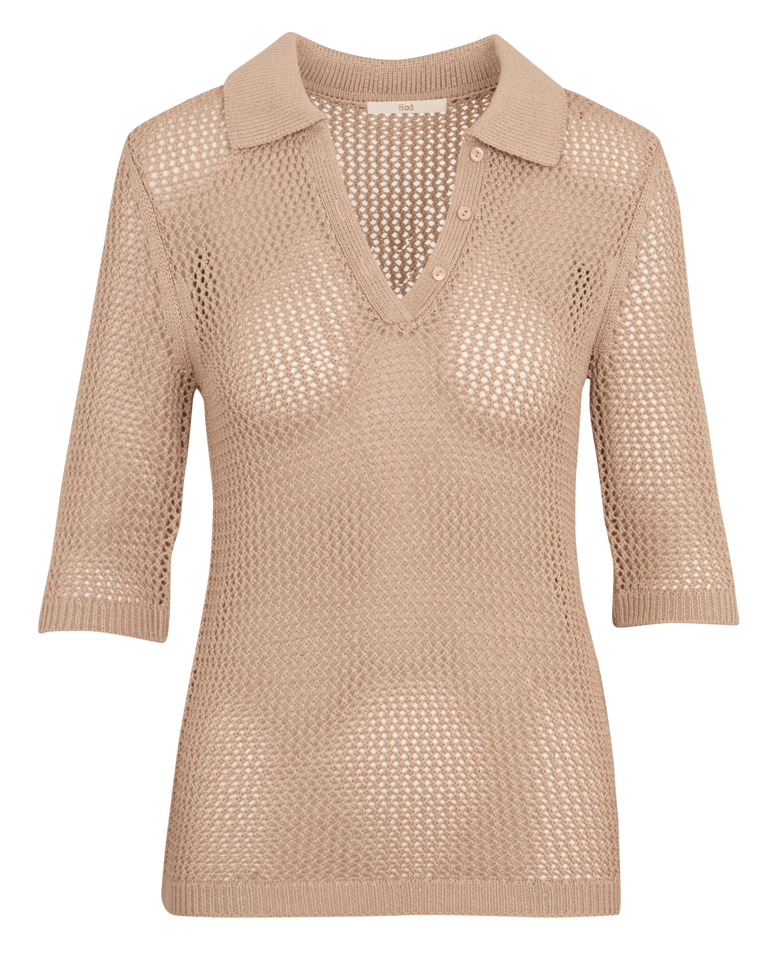Polo mit geradem Schnitt und kurzen Ärmeln aus Mesh. HOD PARIS Beige