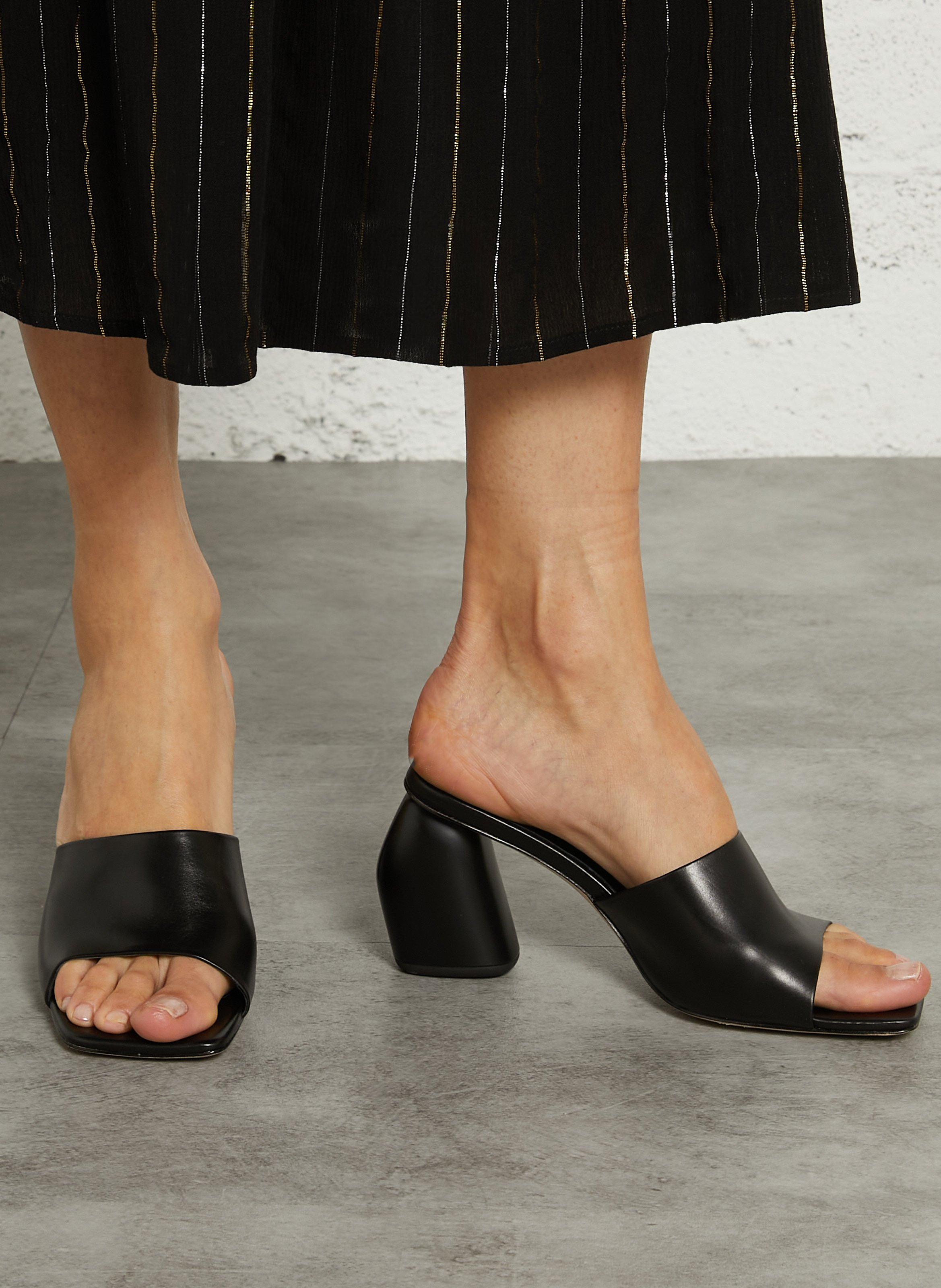 High-heeled leather mules MI/MAI Black
