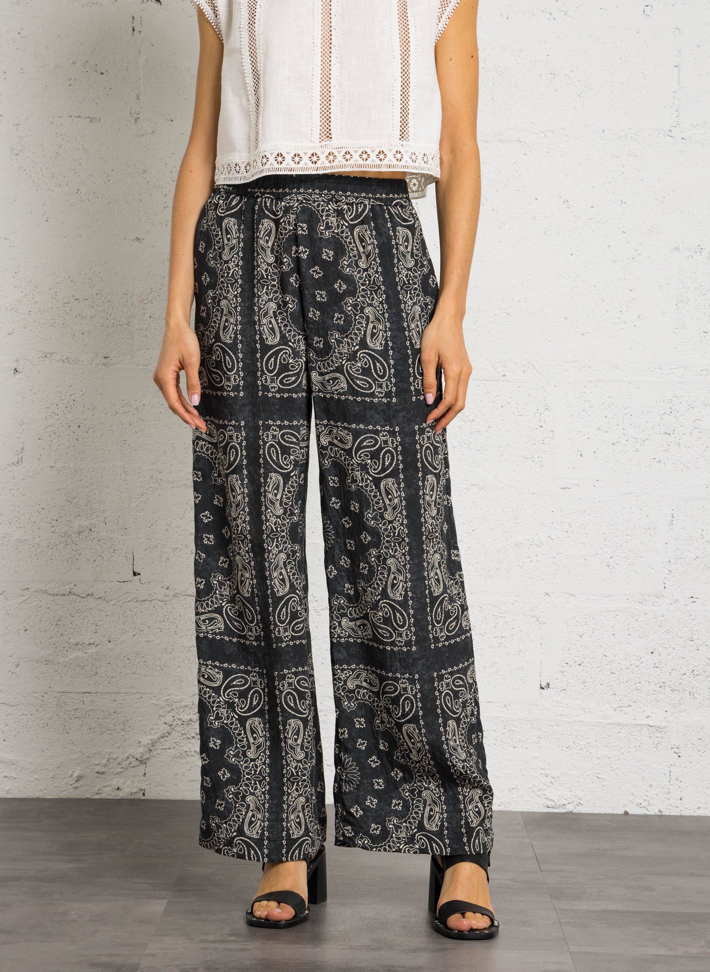 Bedruckte Hose mit hohem Bund SEE U SOON Schwarz