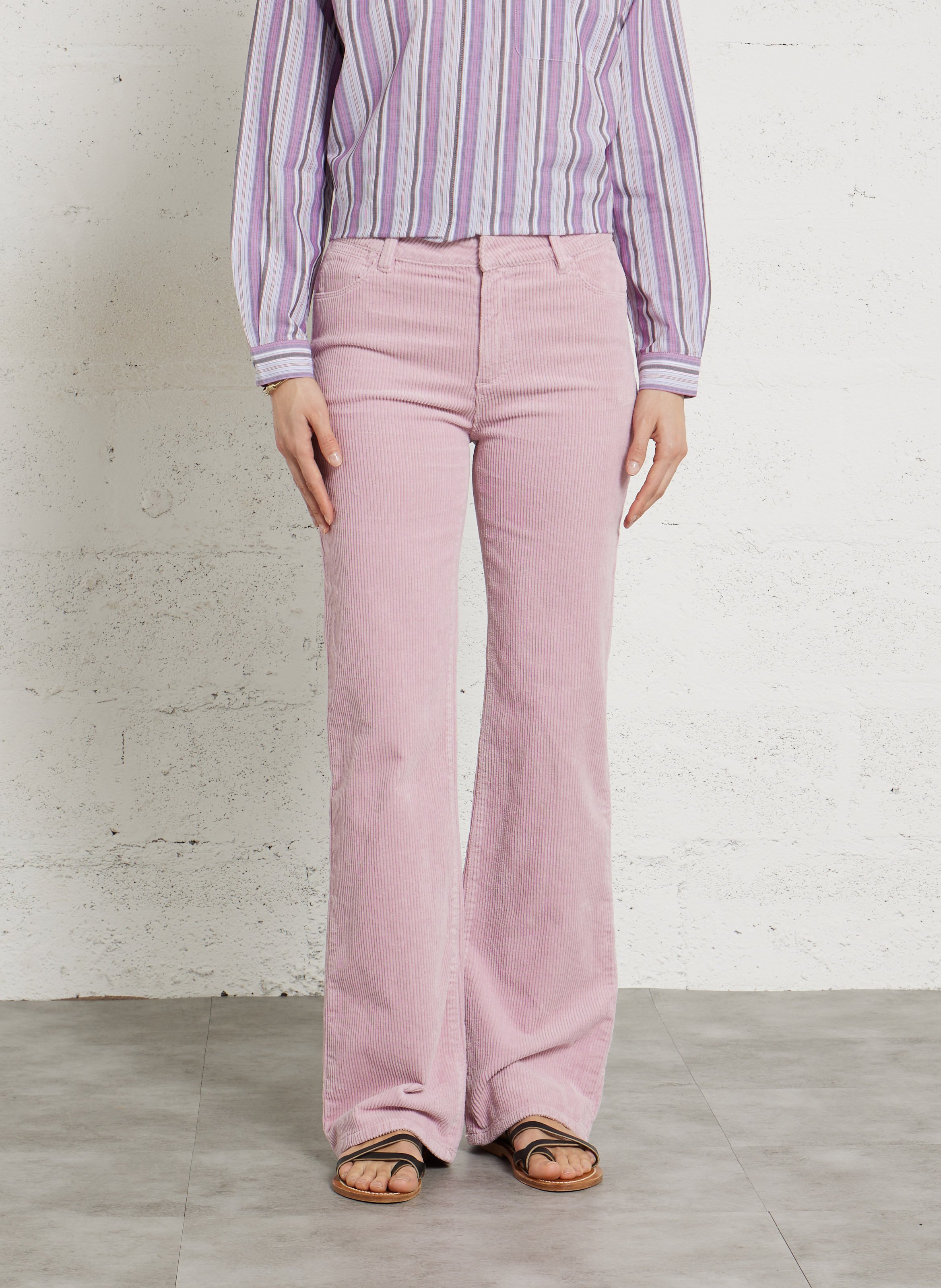 Pantalon flare en velours côtelé MAISON 123 Rose