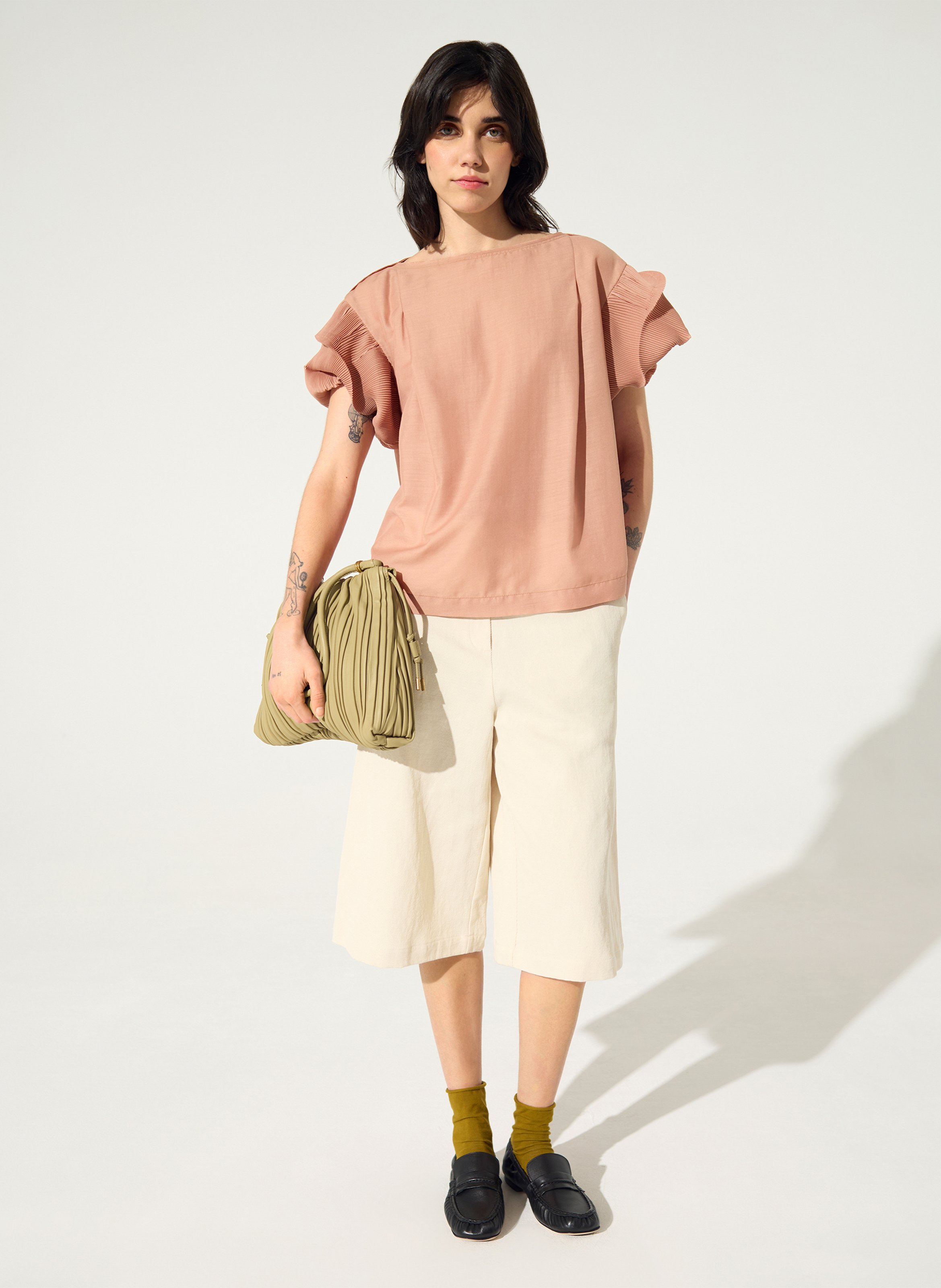 Weit geschnittenes Rundhals-Top COTELAC Rosa