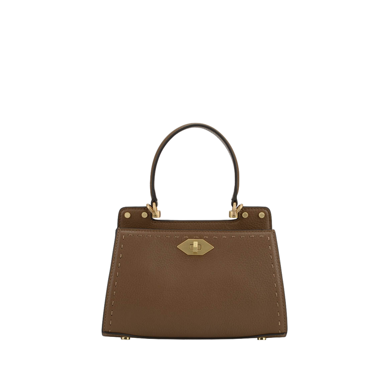 Leather clutch bag POURCHET Brown