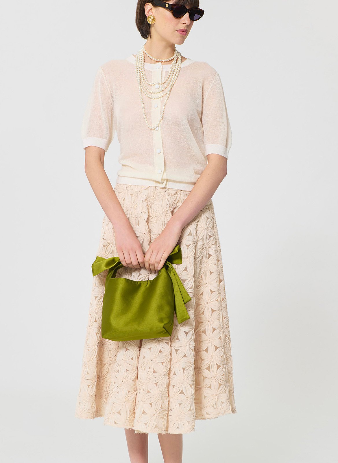 Kortemouwige ronde hals cardigan uni TARA JARMON Beige