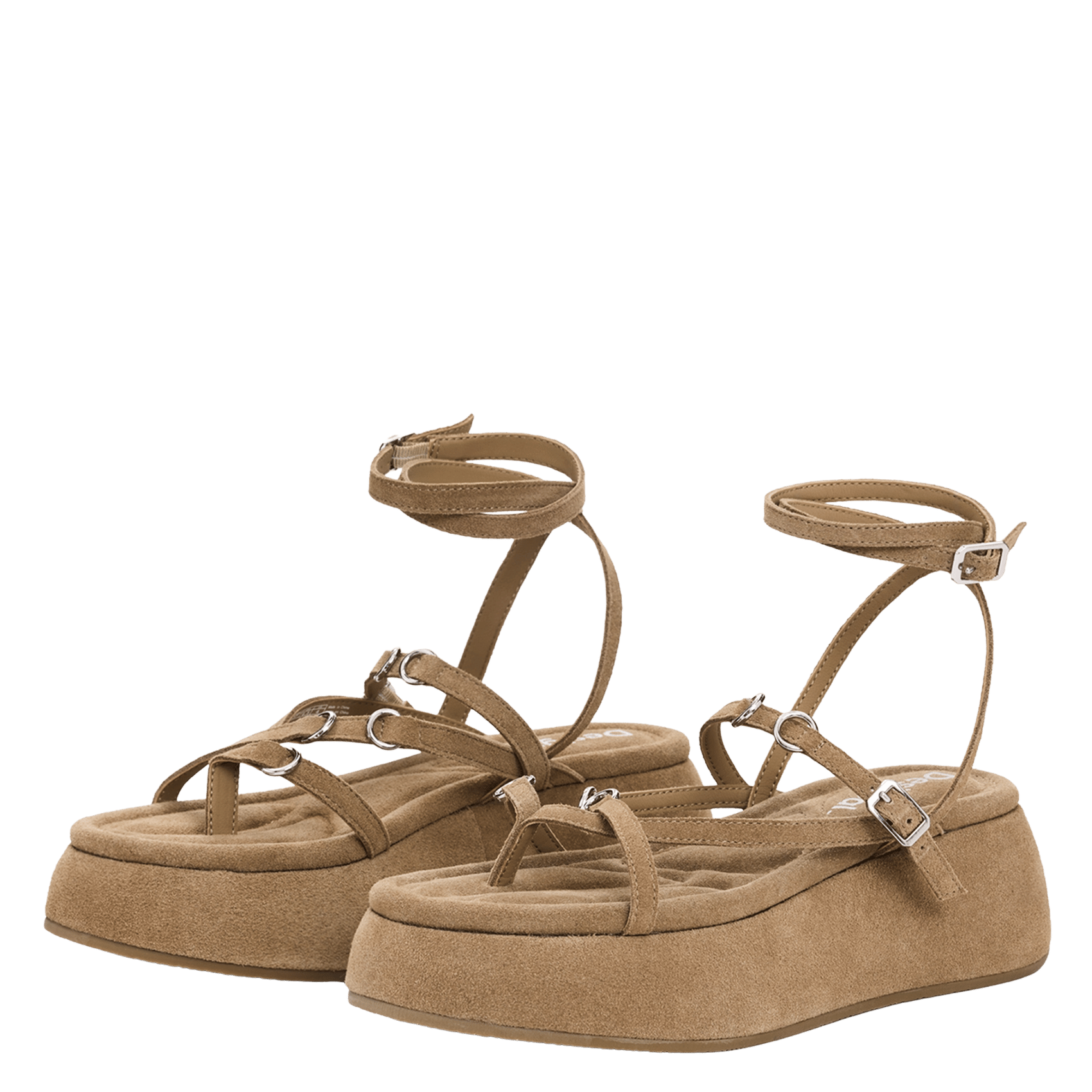 Sandales compensées en cuir velours DESIGUAL Marron