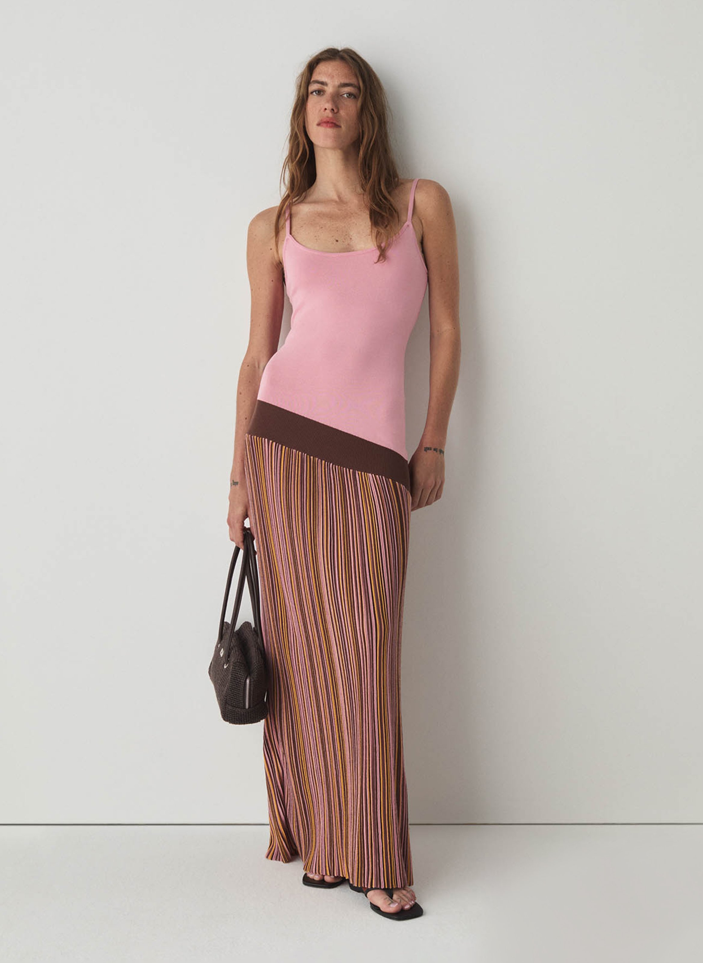 Robe longue col rond LAAGAM Rose