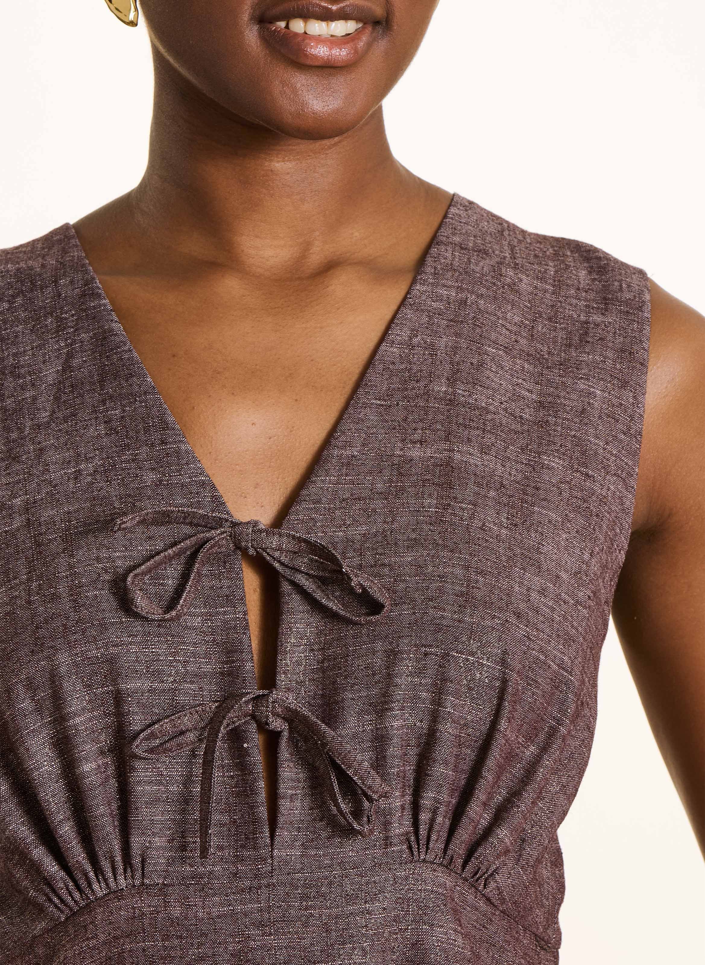 Robe midi col v  LA FEE MARABOUTEE Marron