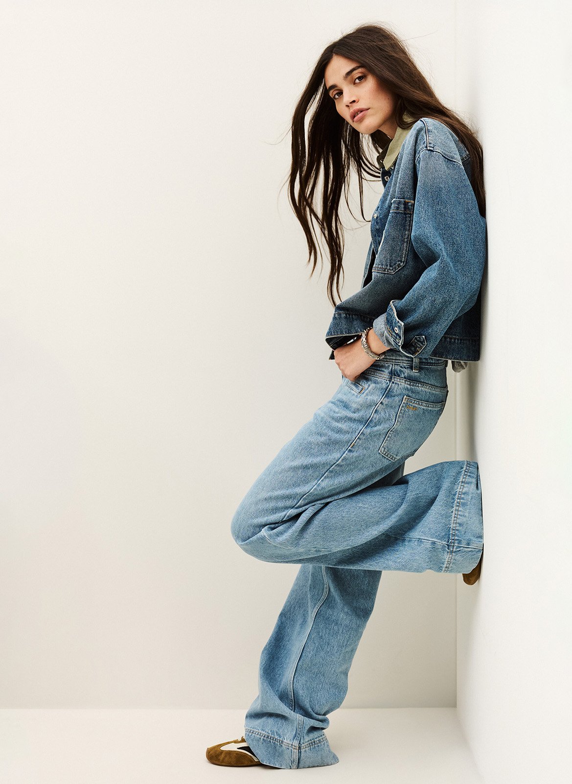 Wijde effen jeans met zakken BA&SH Blauw