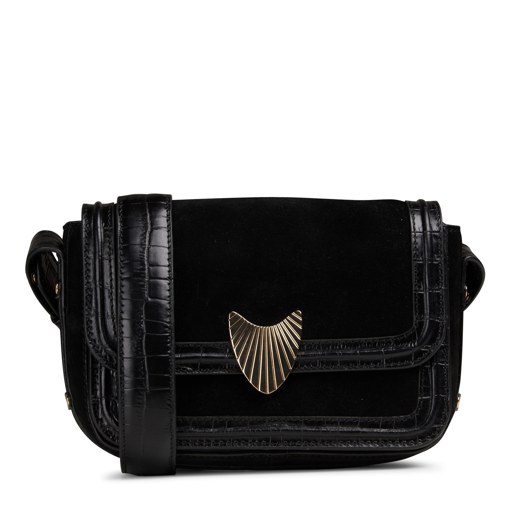 Leather flap shoulder bag MAISON 123 Black