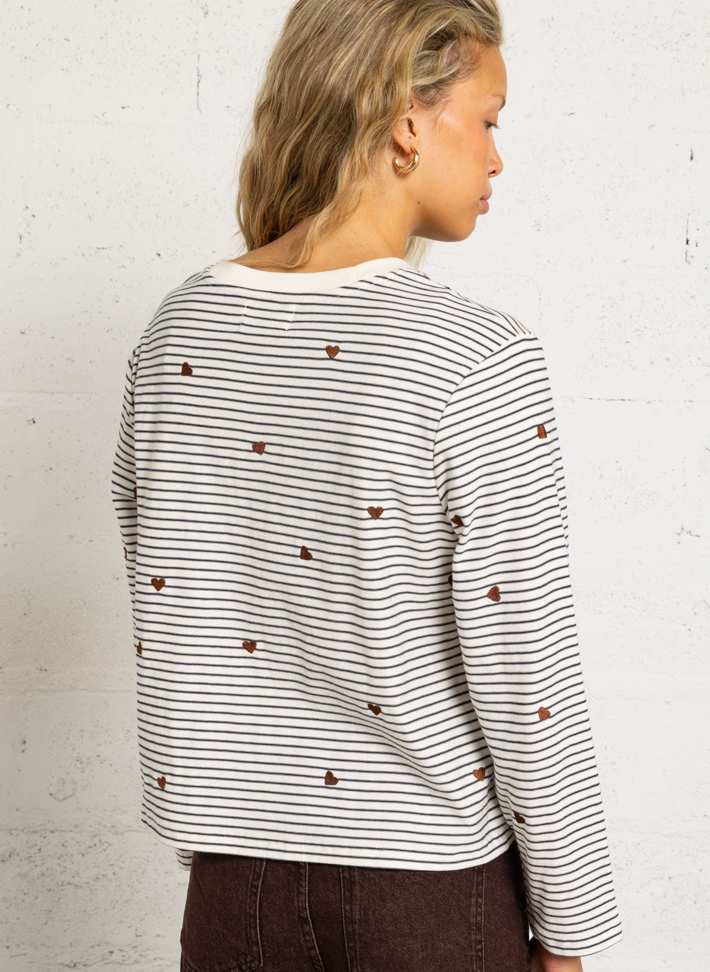 Gestreept T-shirt met lange mouwen DES PETITS HAUTS Bruin