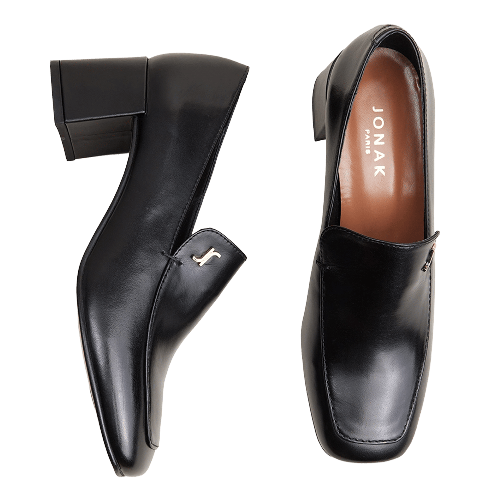 Mid-heel leather loafers JONAK Black
