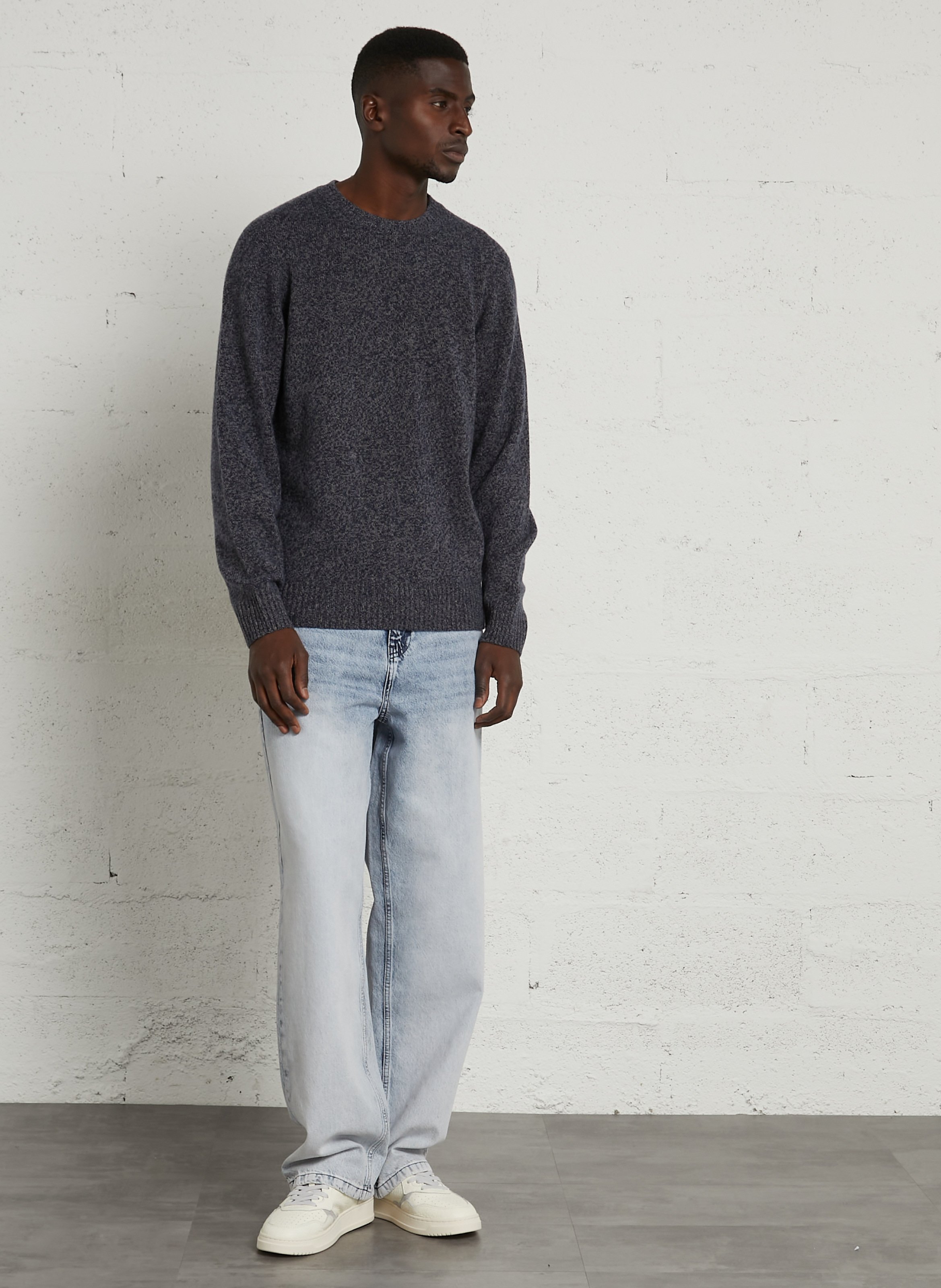 Pull droit col rond en laine HARTFORD Bleu
