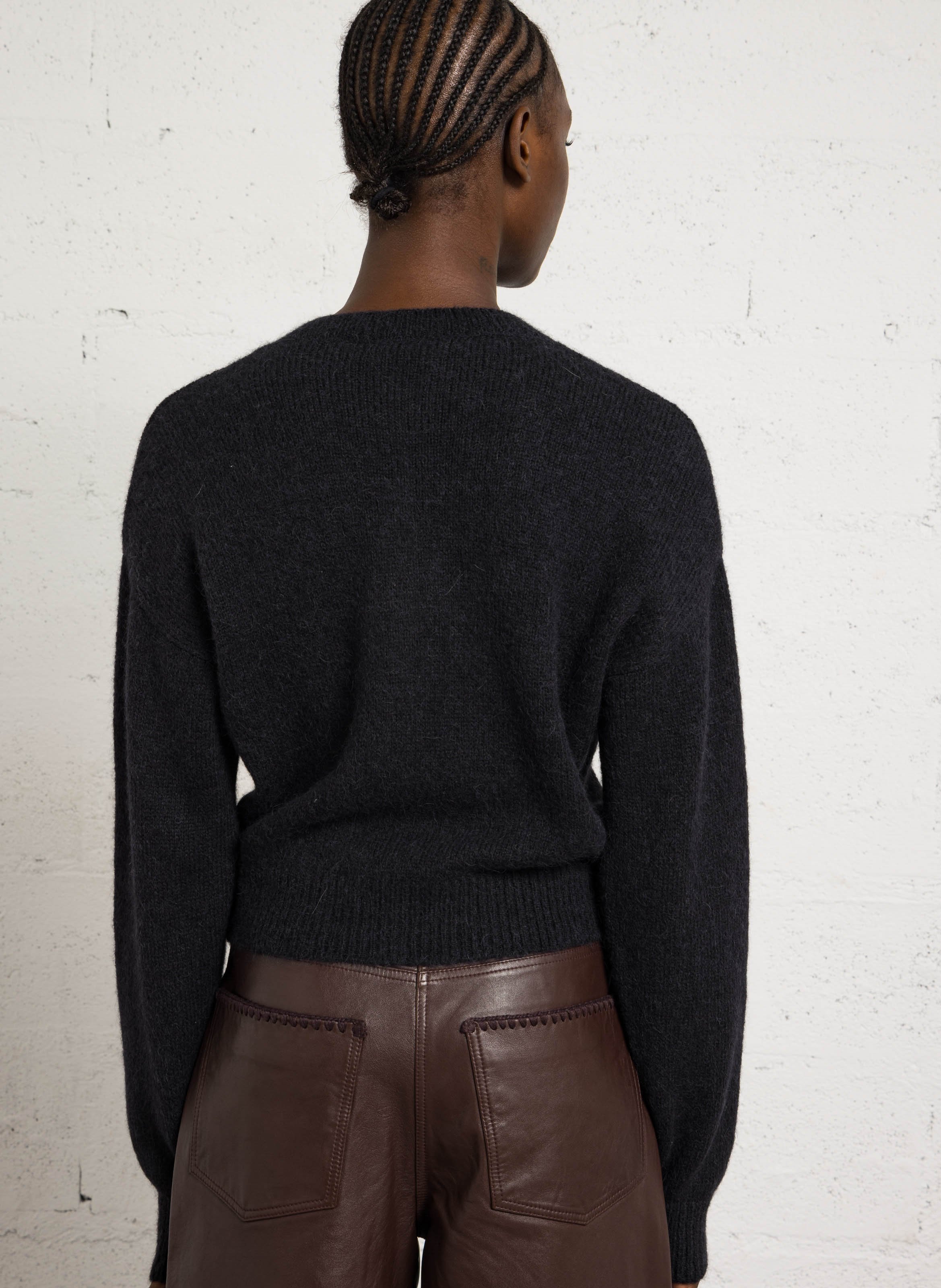Round-neck alpaca-blend cardigan MASSCOB Black