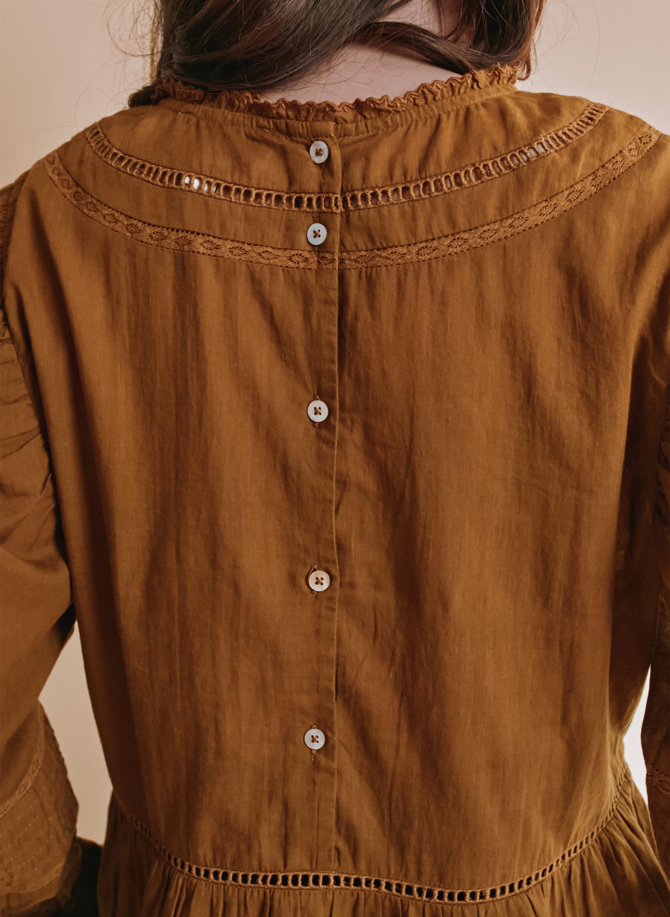 Baumwollbluse mit Rundhalskragen EMILE ET IDA Grun
