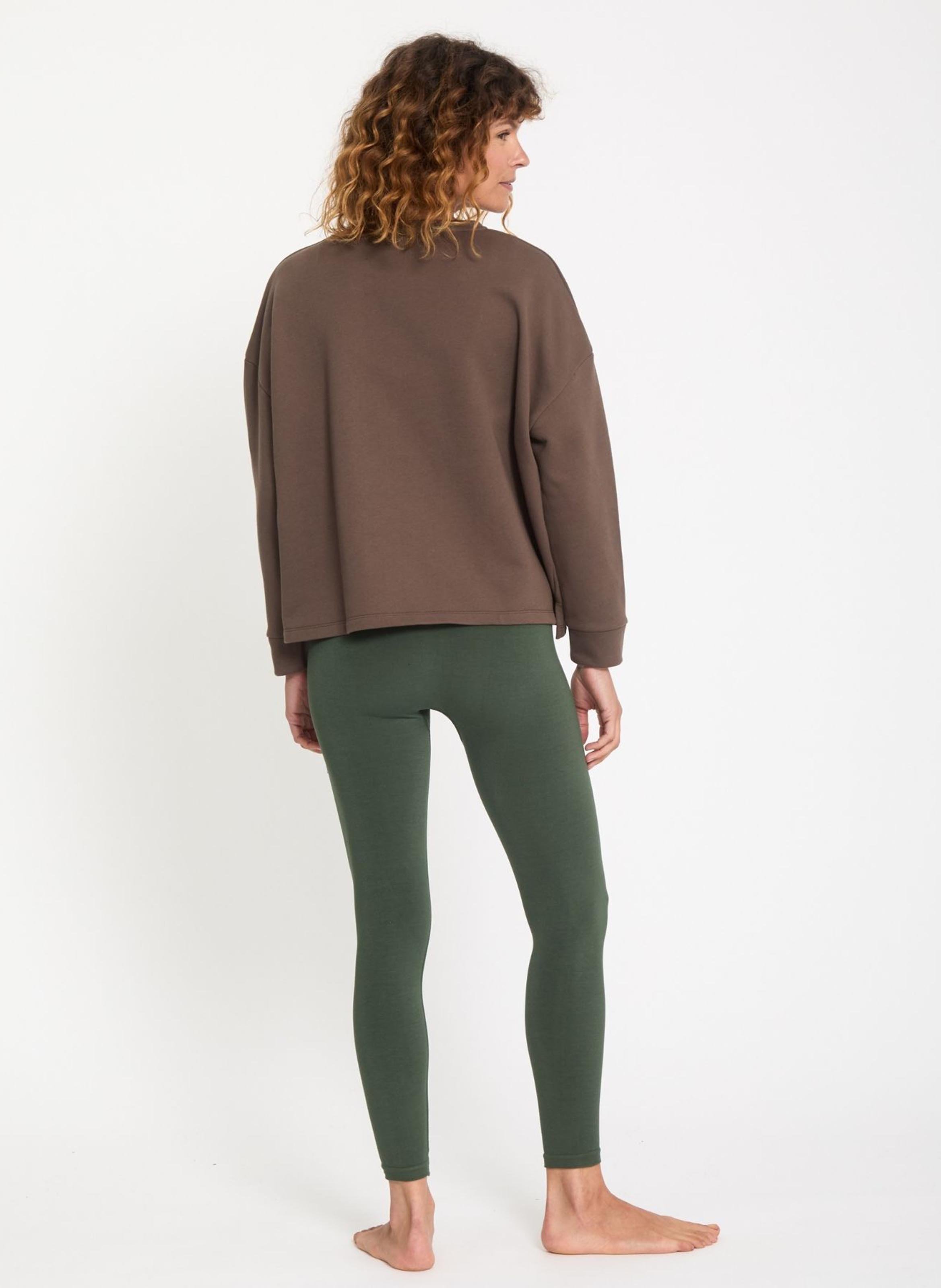 Straight organic cotton round-neck sweatshirt YOGA SEARCHER Brown