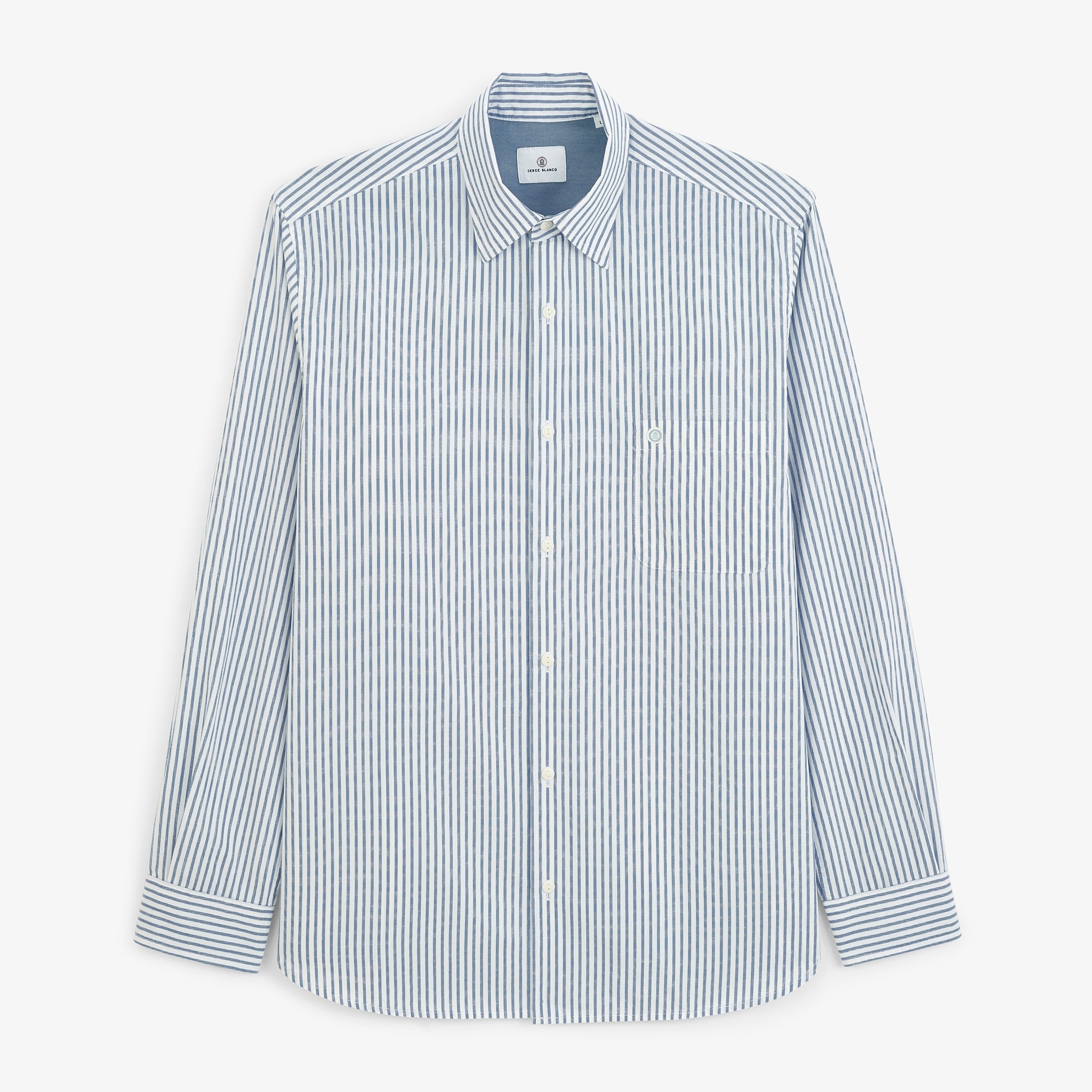 Long-sleeved cotton shirt with stripes SERGE BLANCO Blue