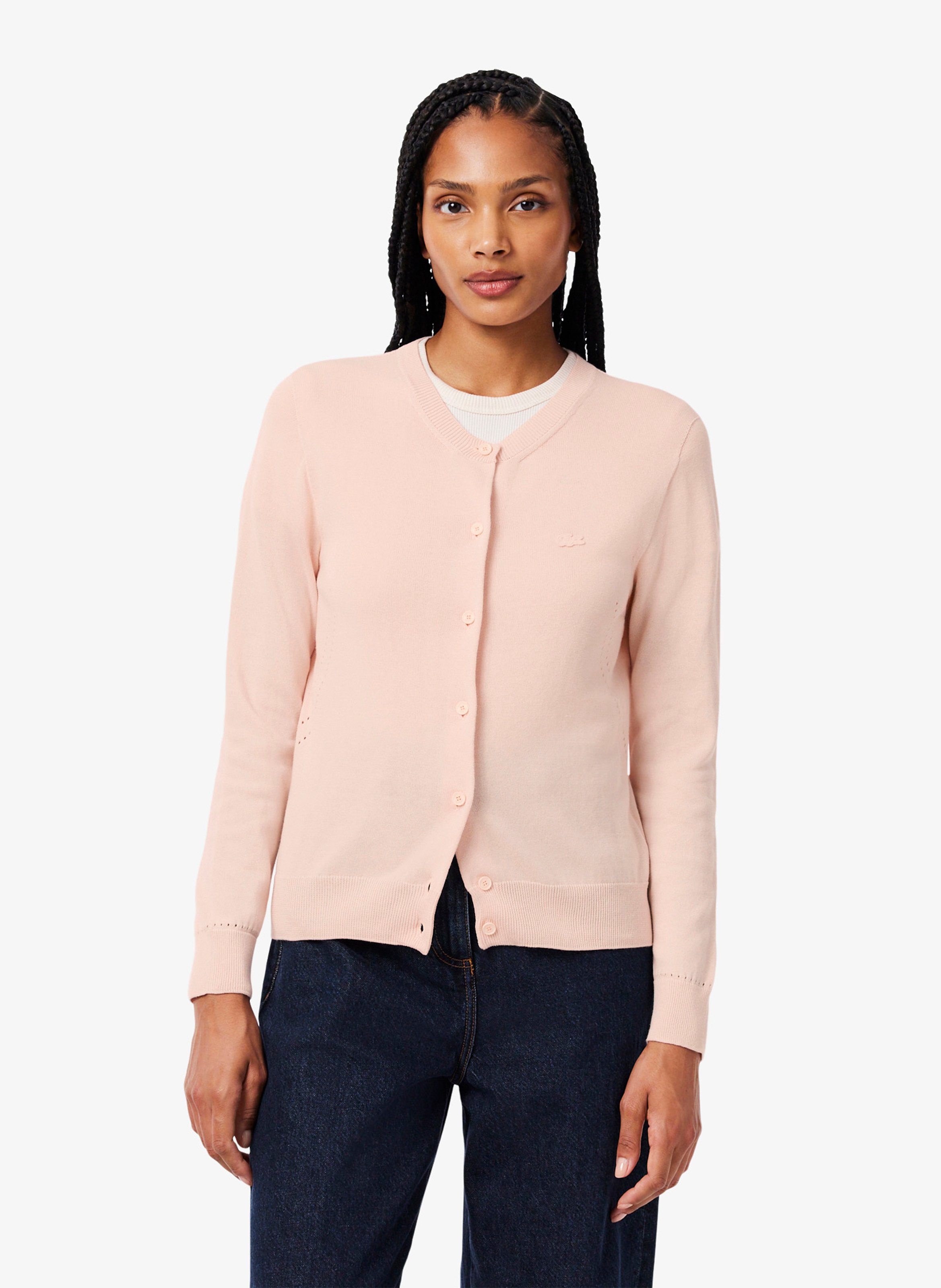 Gerader V-Ausschnitt Cardigan aus Baumwolle LACOSTE Rosa