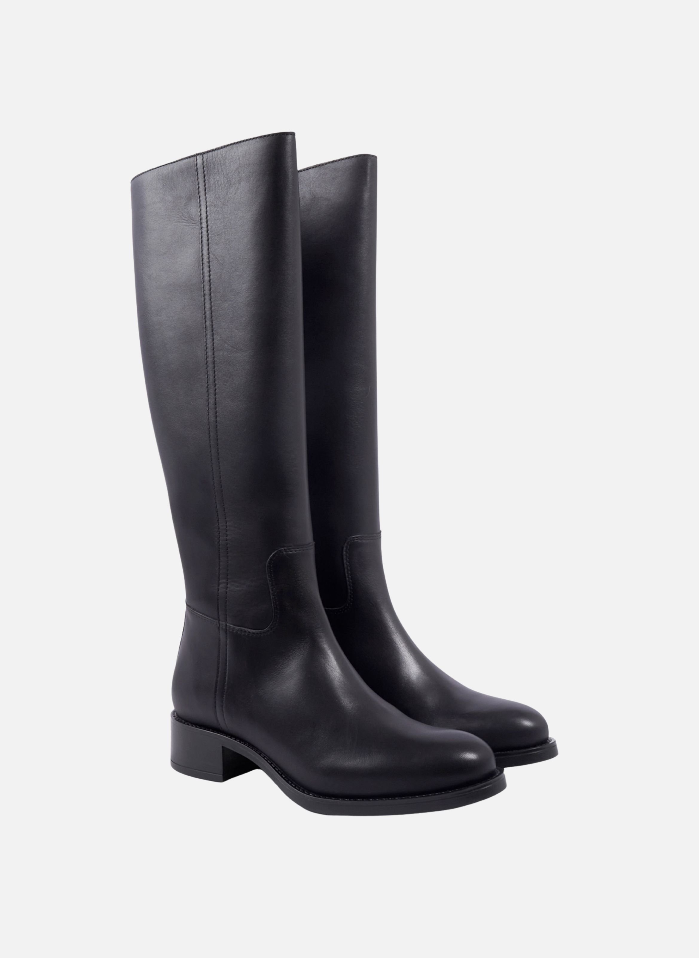 BOTTES PLATES LÉONIE in leather JULES & JENN Black