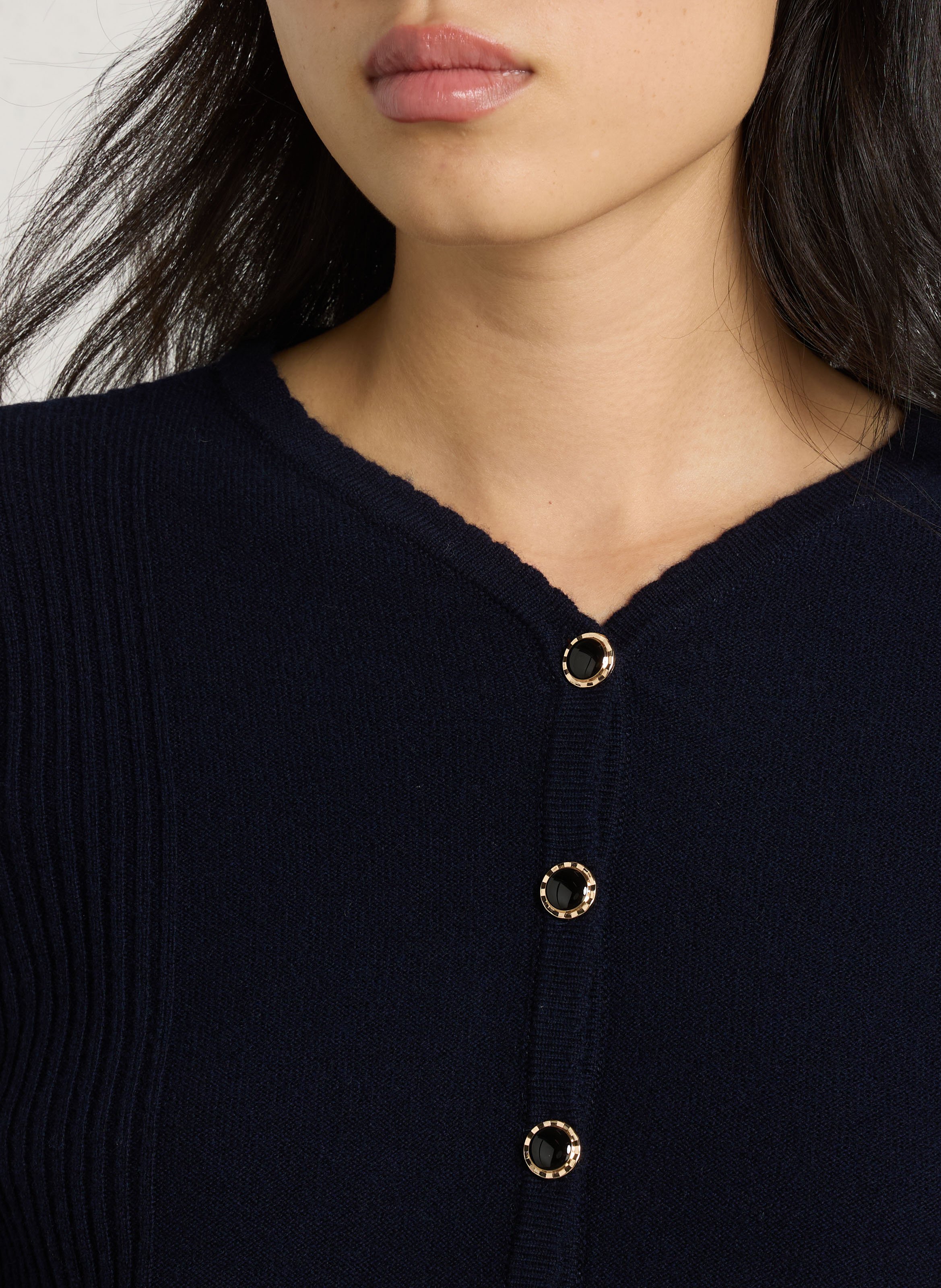 Pull boutonné en laine mérinos PETITE MENDIGOTE Bleu