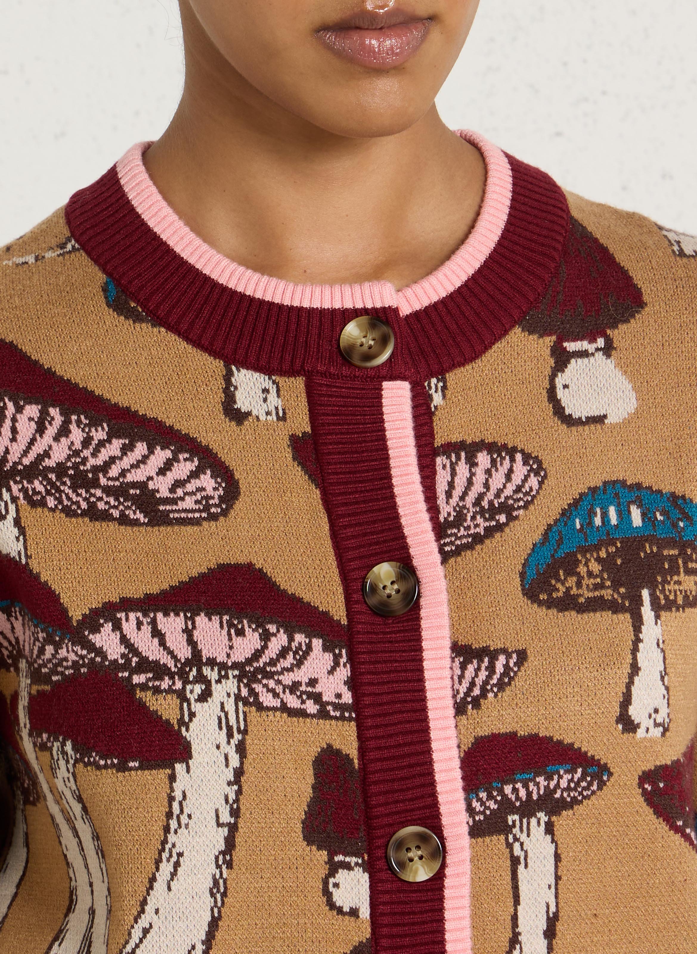 Straight printed cardigan NEVER FULLY DRESSED Brown