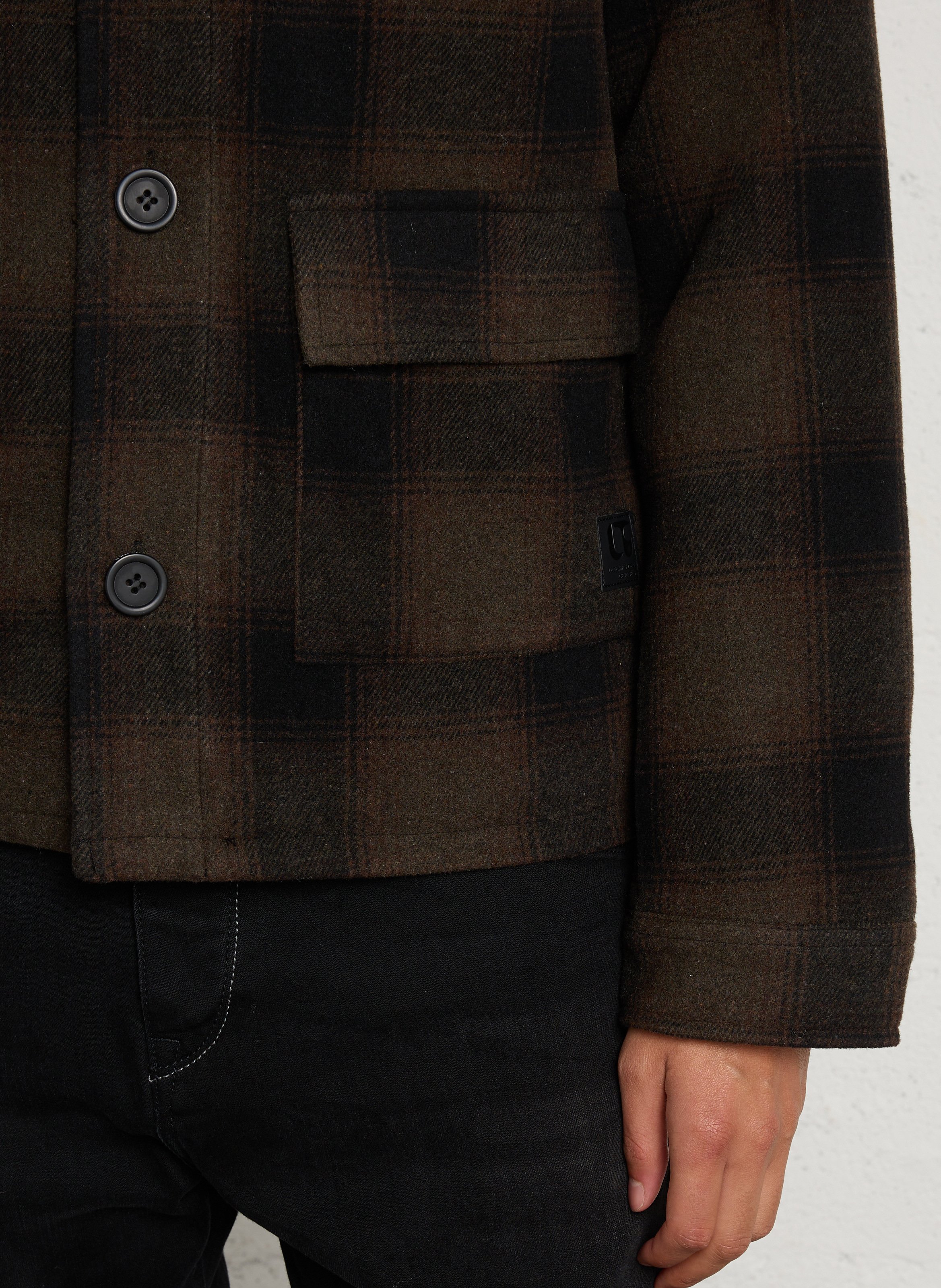 Blouson droit boutonné à carreaux LE TEMPS DES CERISES Vert