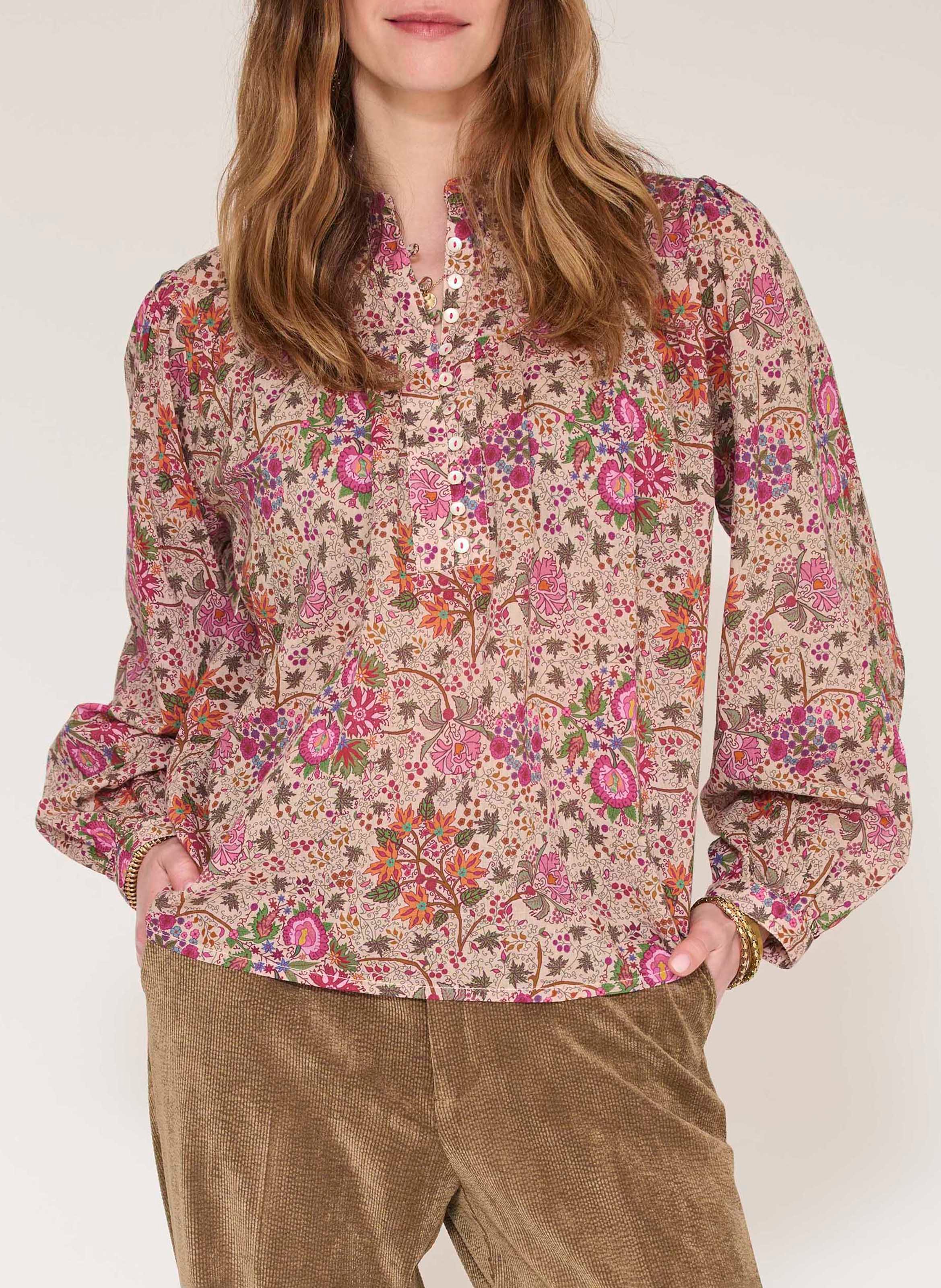 Baumwollbluse mit Rundhalskragen MKT Rosa