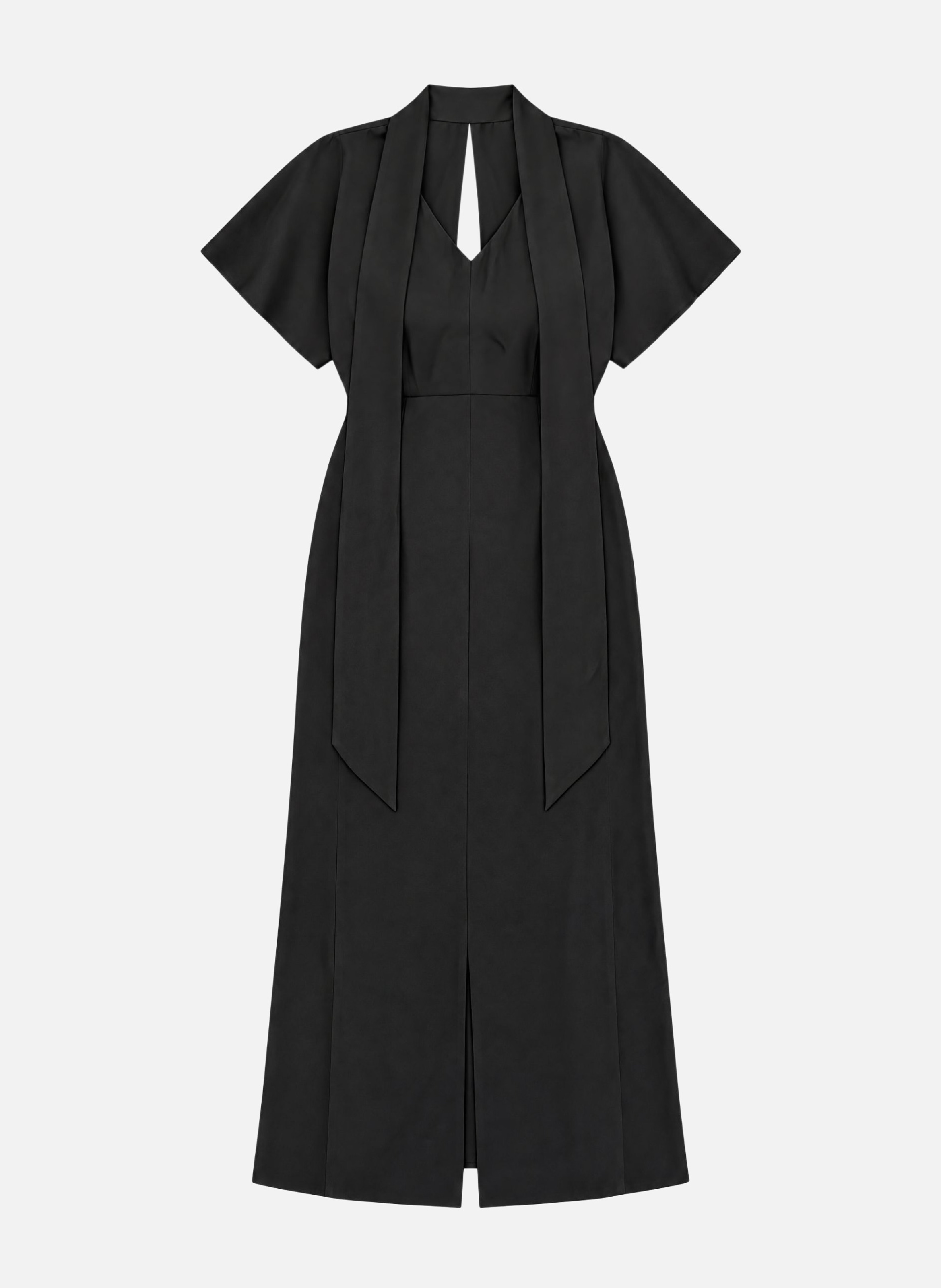 Long satin dress with lavallière collar THE KOOPLES Black