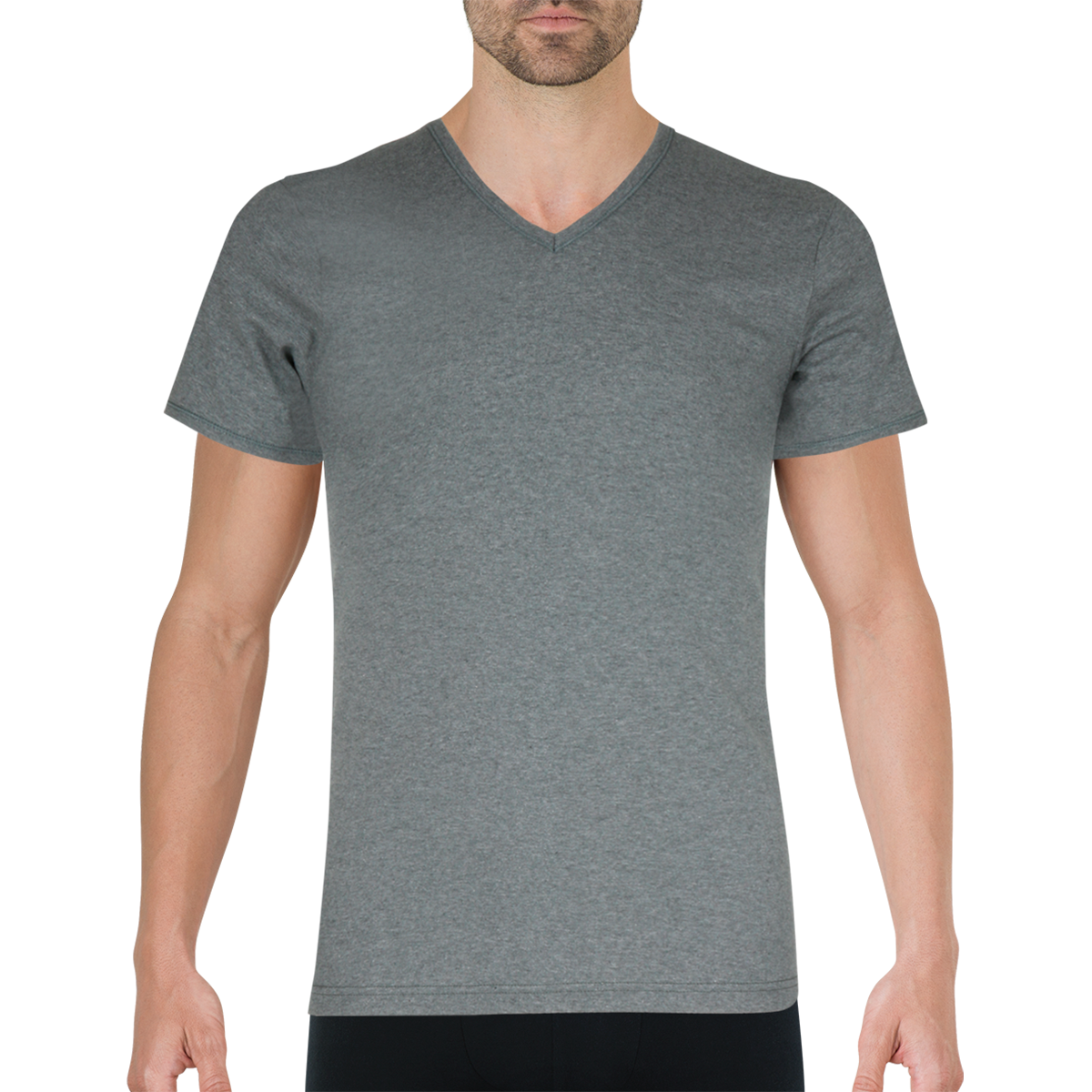 Premium pure cotton V-neck T-shirt  Gris foncé chiné