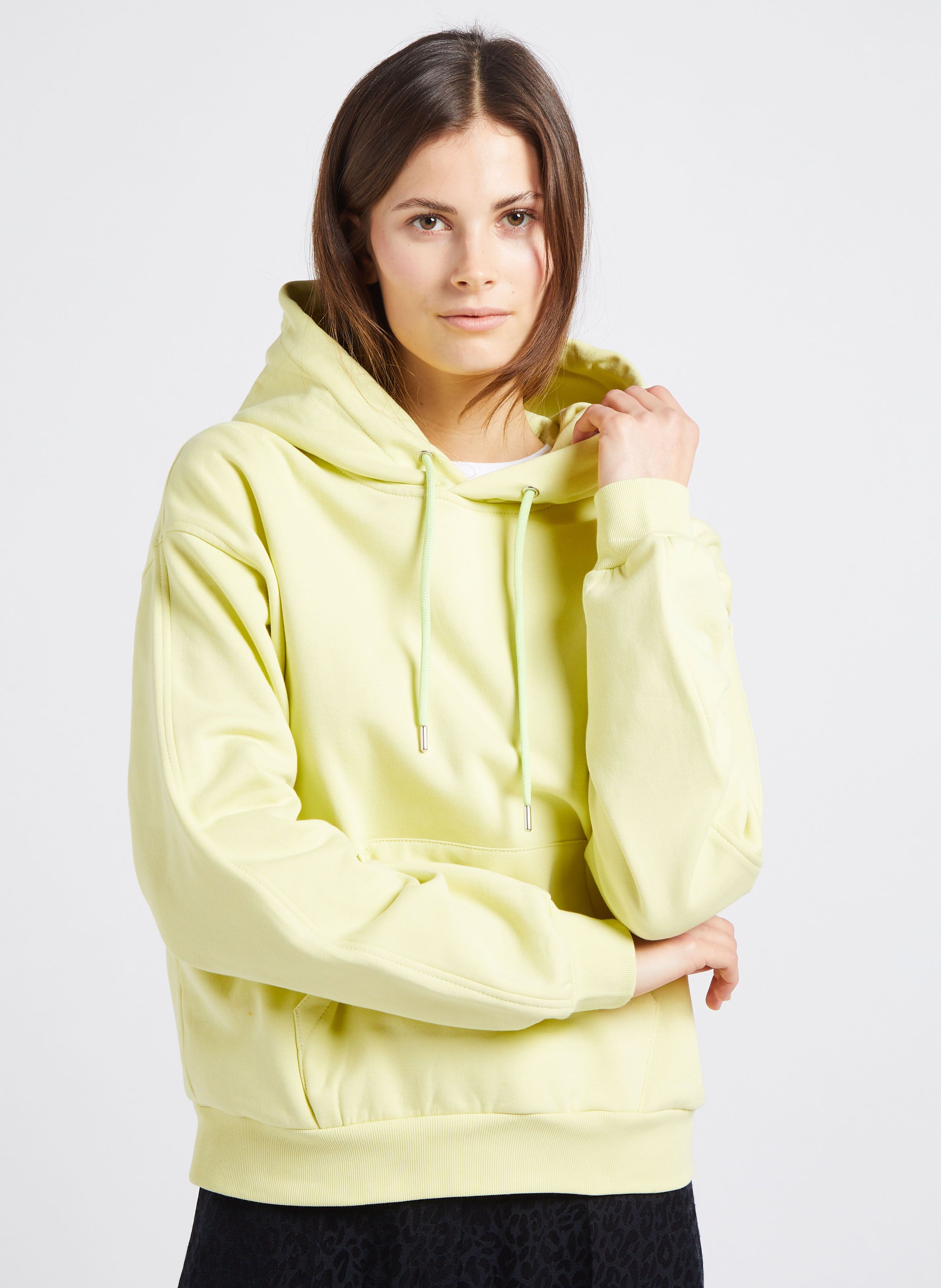 Yellow Oversized organic cotton blend hoodie