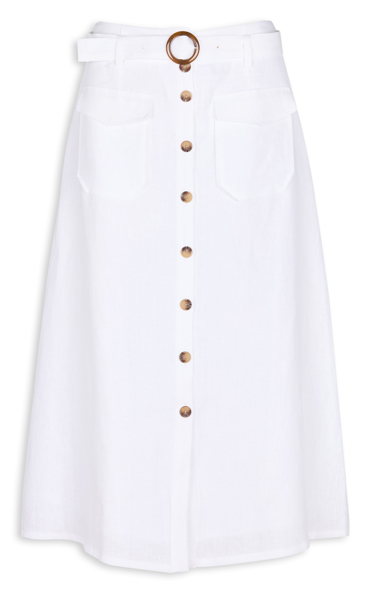 Linen Skirt High Waisted White Skirt Pockets Straight High-waisted