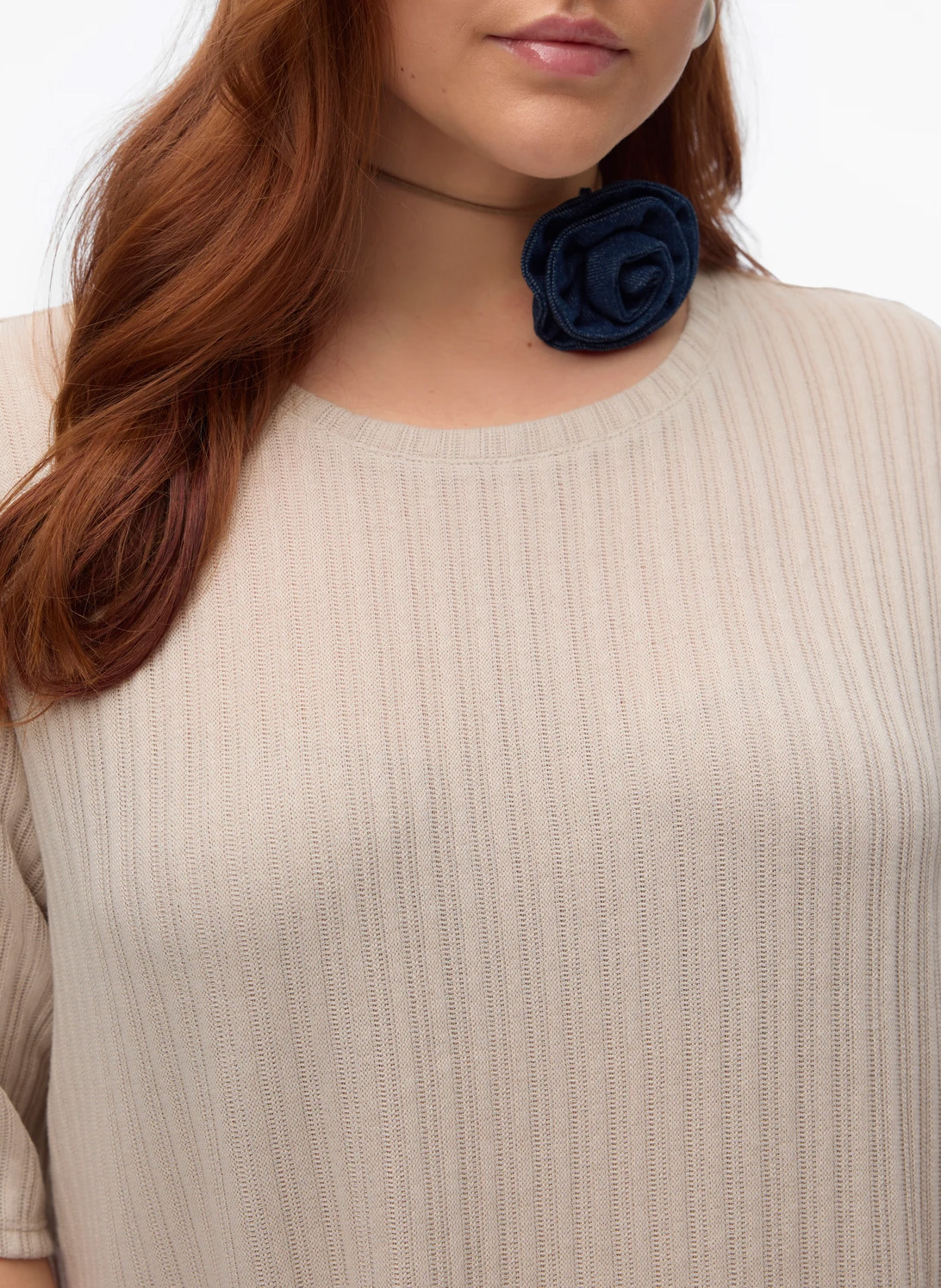 Robe midi côtelée  VERO MODA CURVE Beige