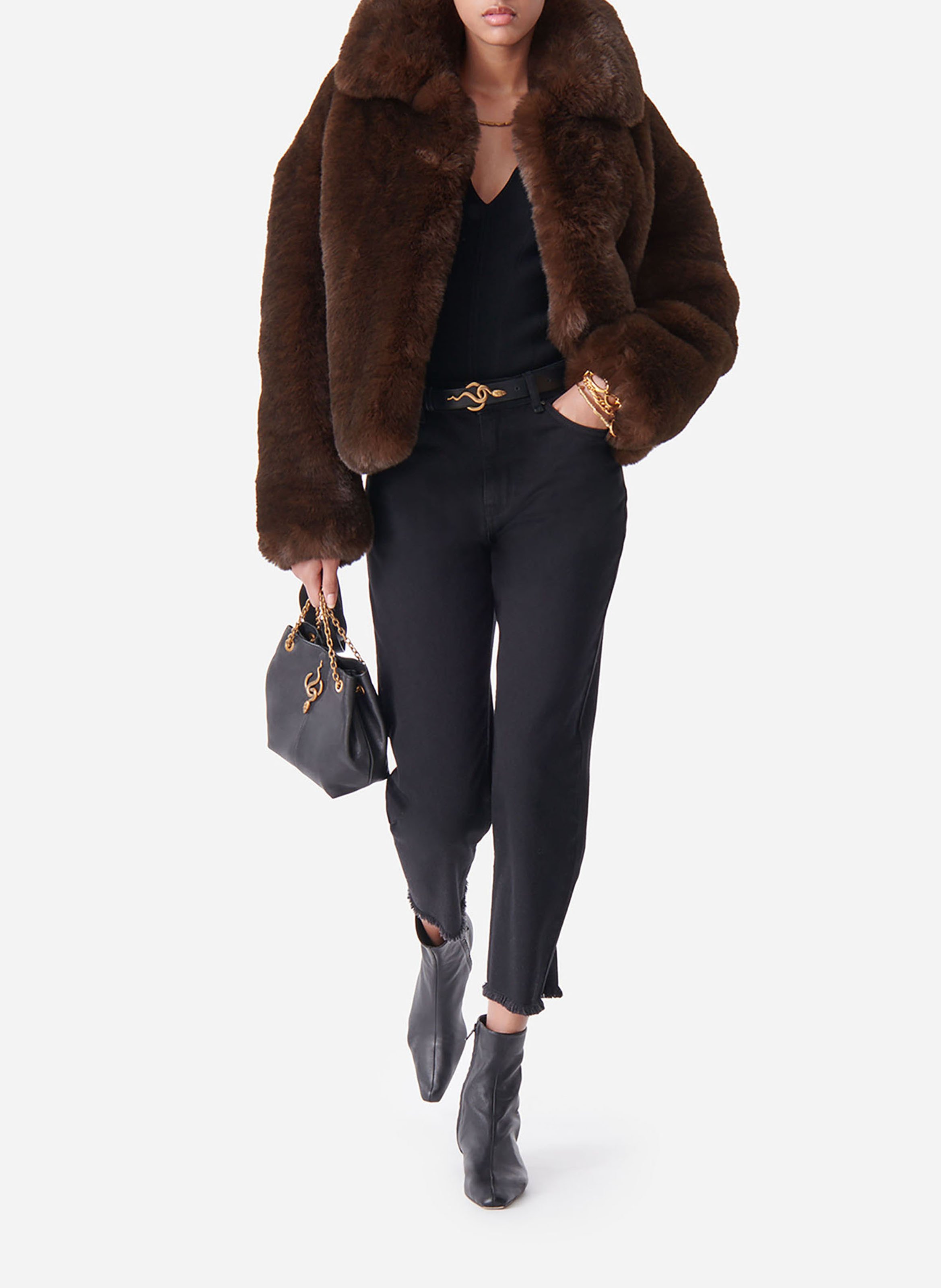 Korte jas met bonteffect VANESSA BRUNO Bruin