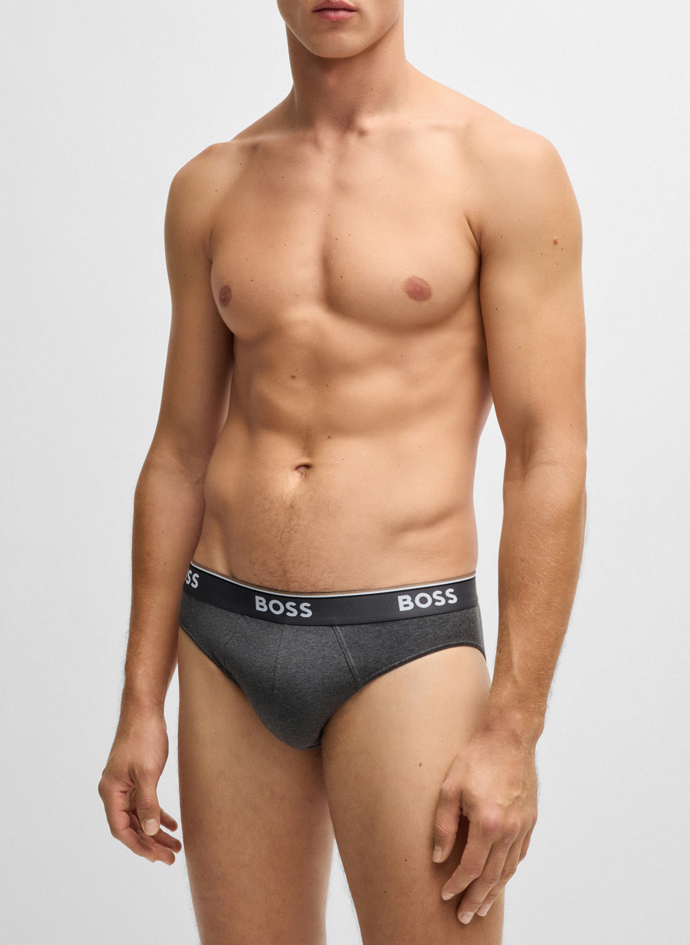 Pack of 3 cotton briefs BOSS Silver