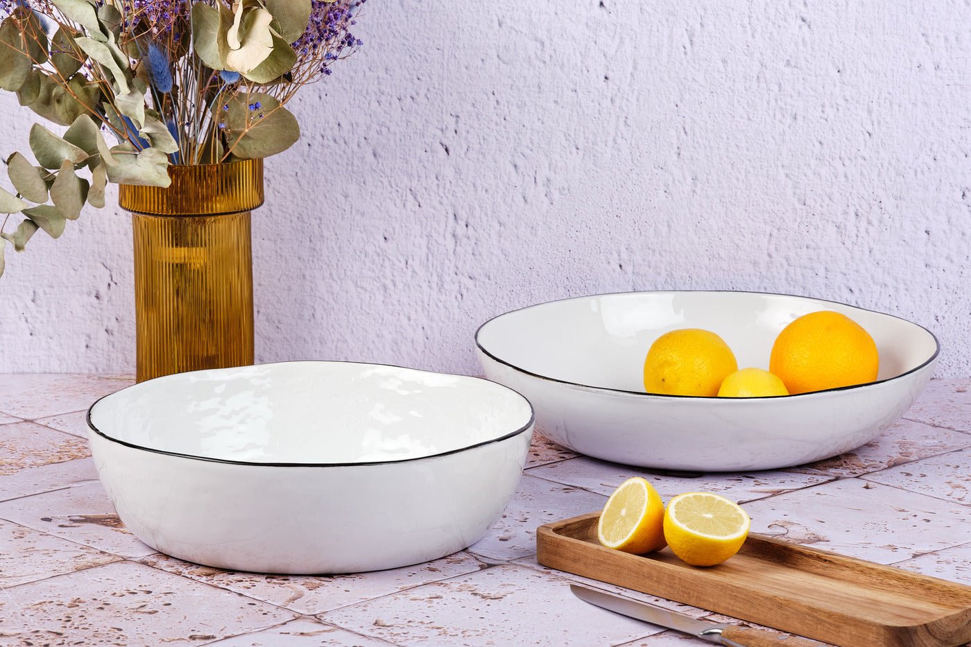 Fruit bowl set ø29cm and ø33.5cm - 2 pieces - snow white BJORN White