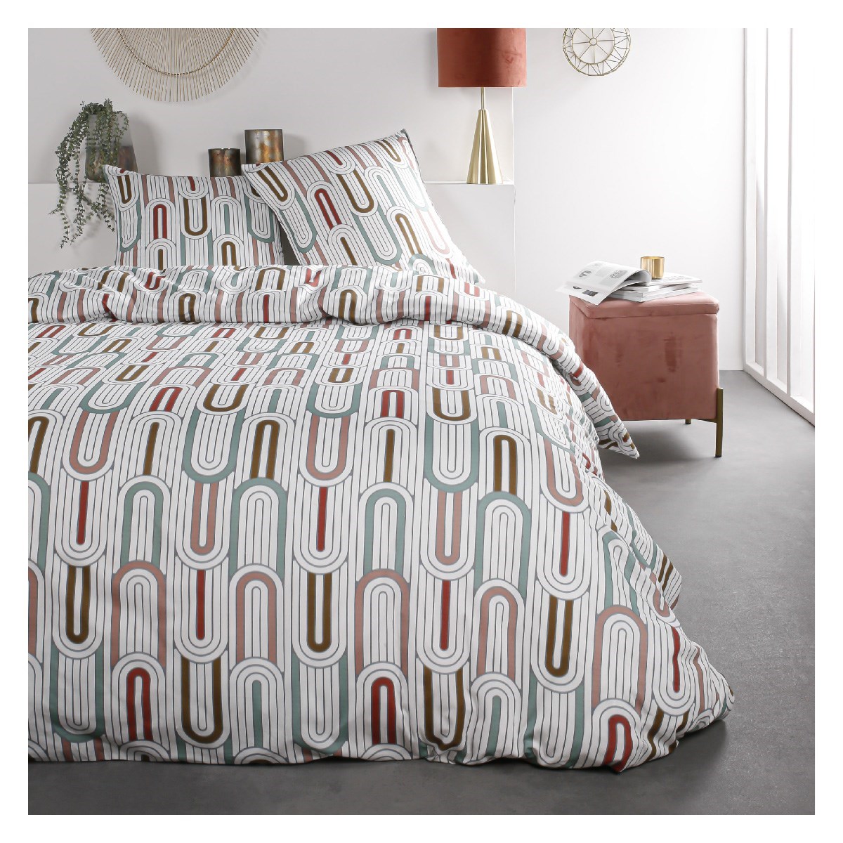 Printed cotton bedding set TODAY LINGE DE MAISON White