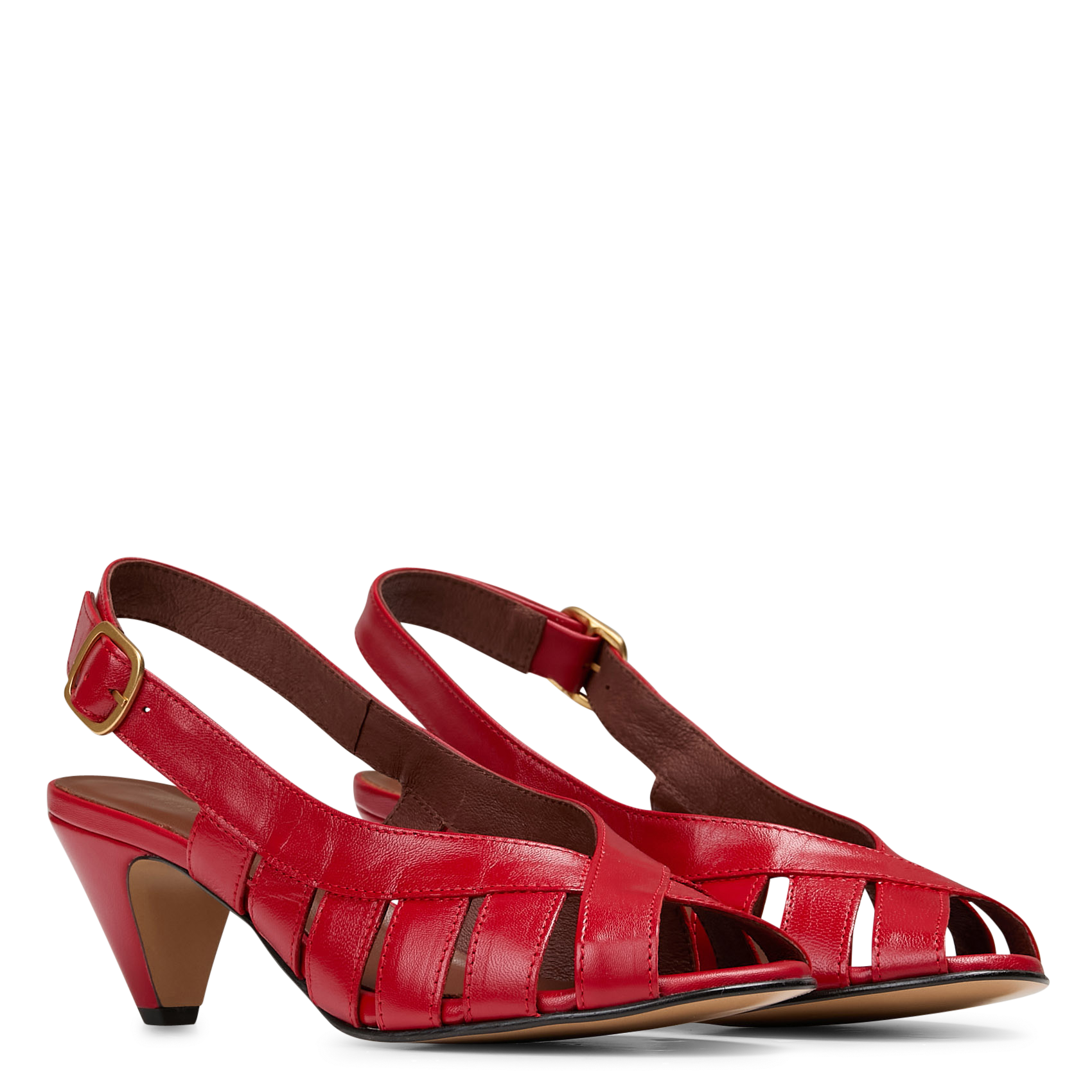 Sandales hautes à brides en cuir ANONYMOUS COPENHAGEN Rouge