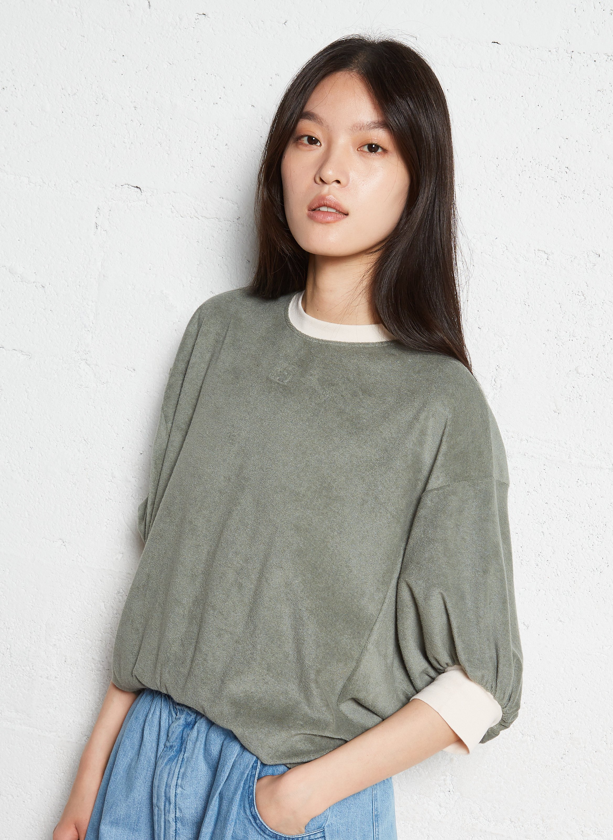 Oversize-Sweatshirt aus Baumwollmischung BELLEROSE Khaki