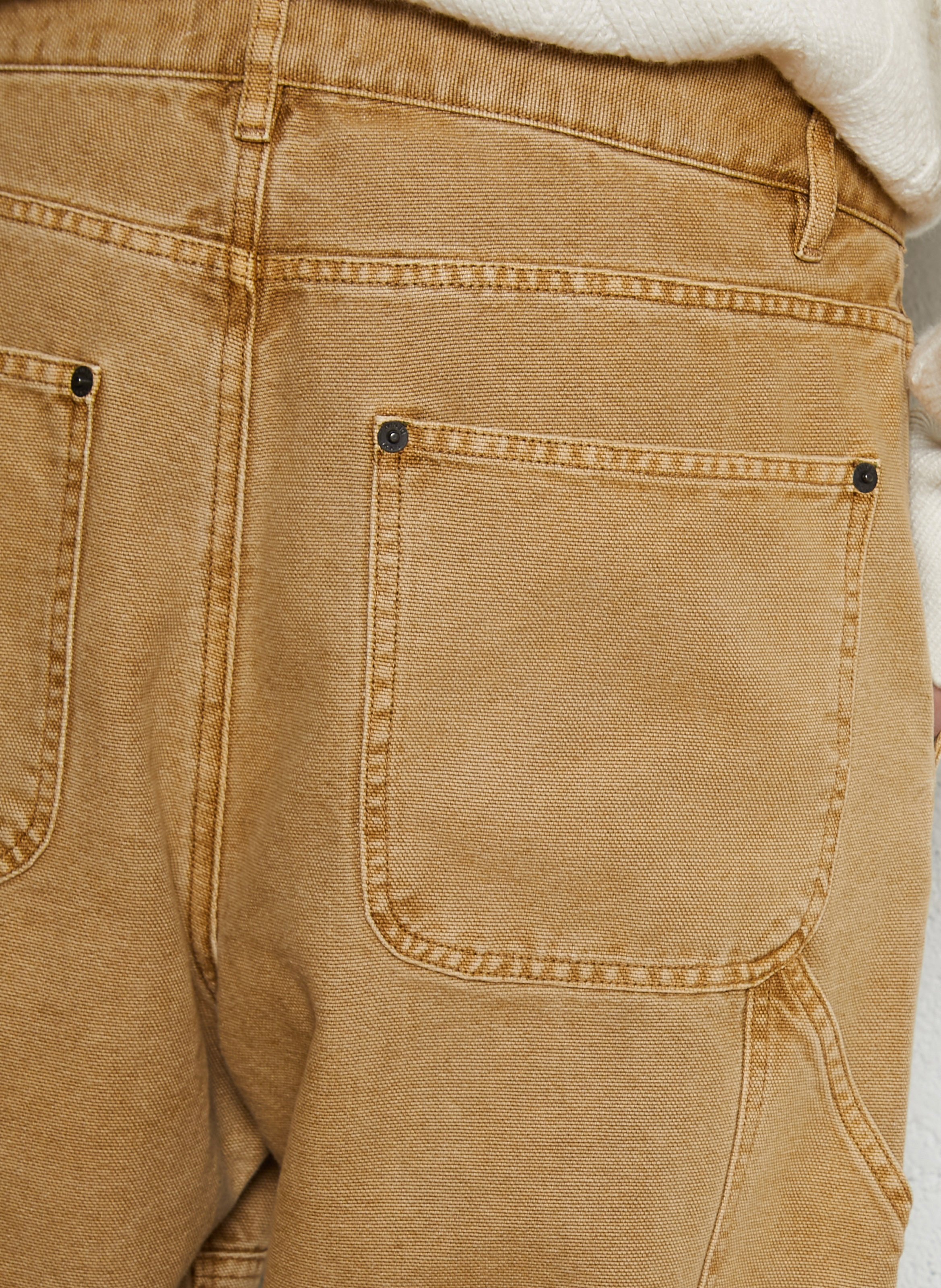 Carpenter style washed denim jeans IKKS Beige