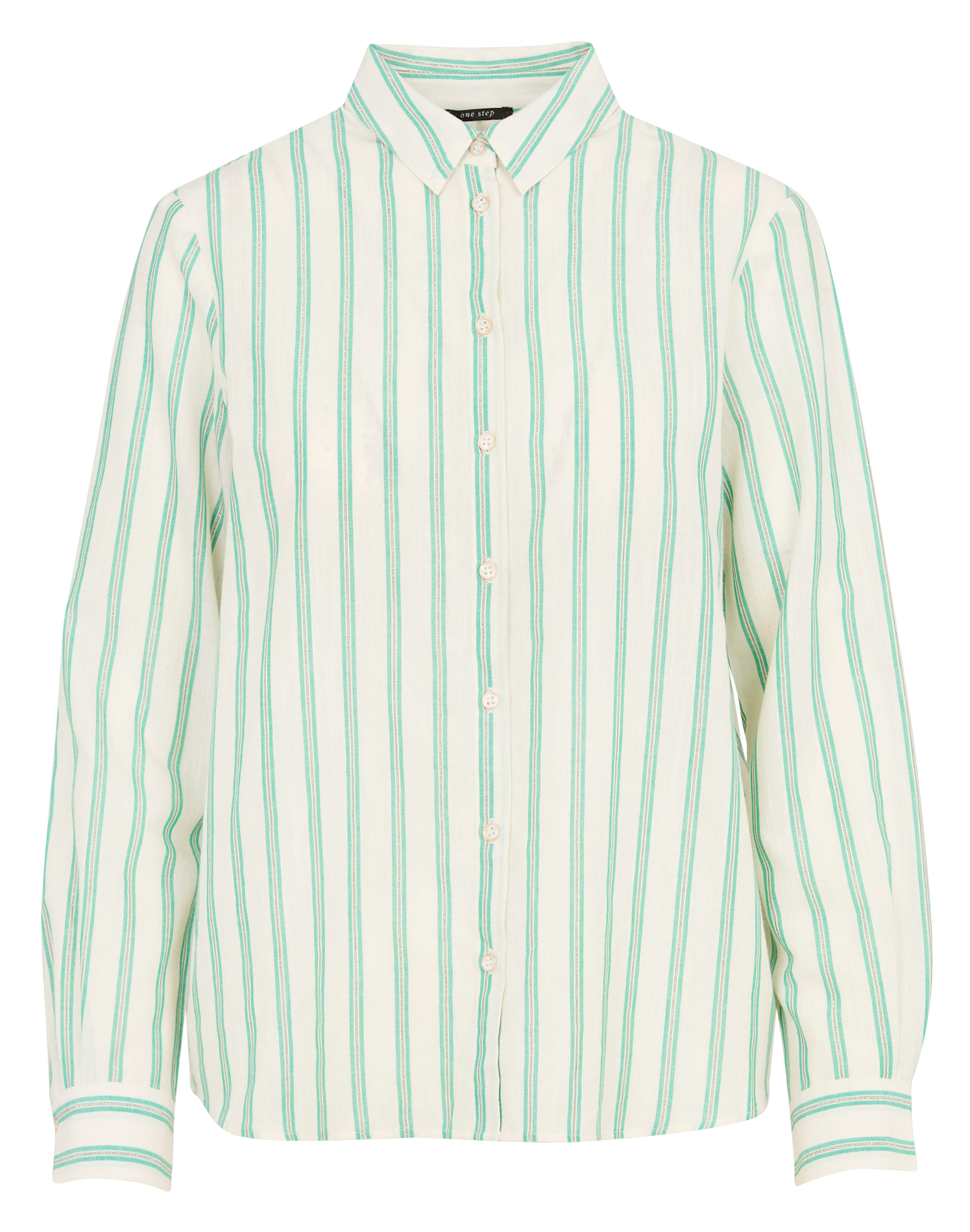 Chemise droite col classique à rayures métallisées ONE STEP Vert