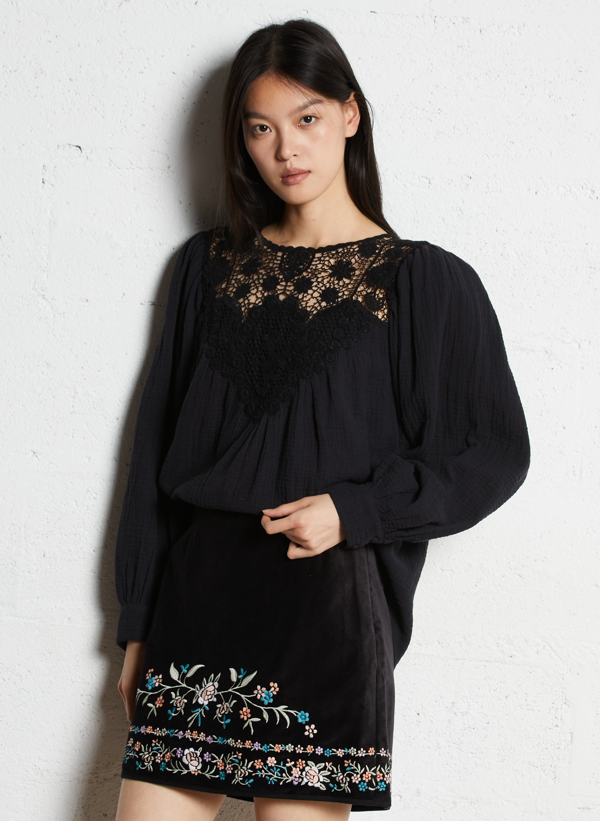 Oversized cotton blouse LOUISE MISHA Black