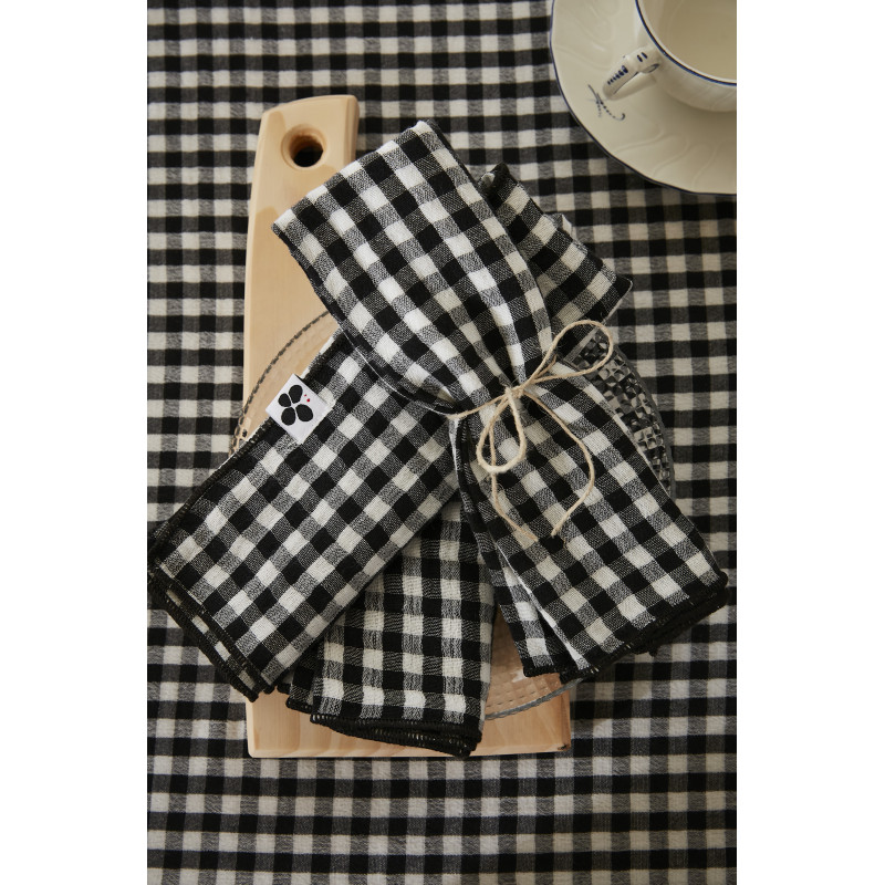 Lot de 2 essuie-mains en gaze de coton L'EFFET PAPILLON Noir