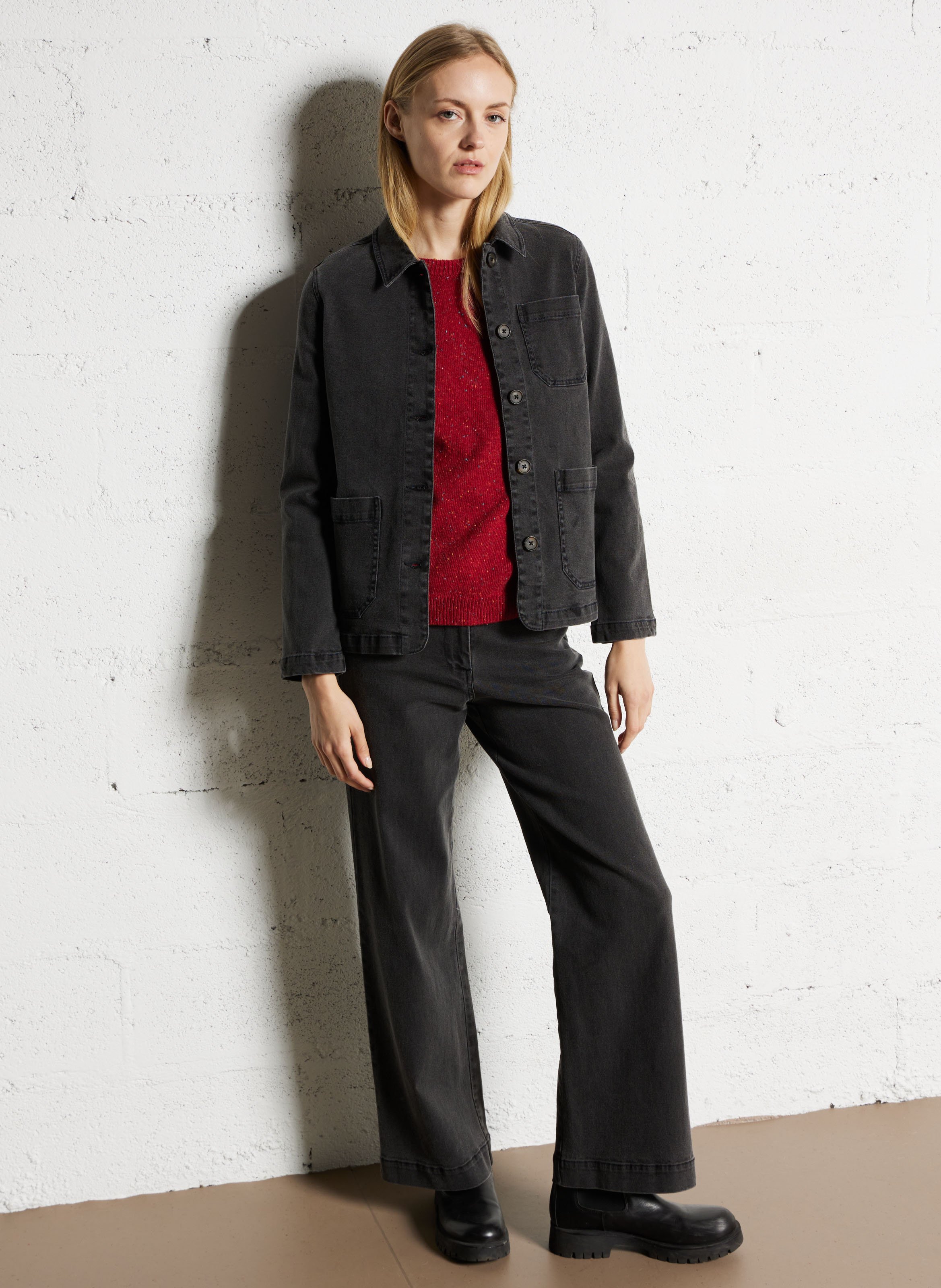 Jean droit en coton mélangé NICE THINGS Noir