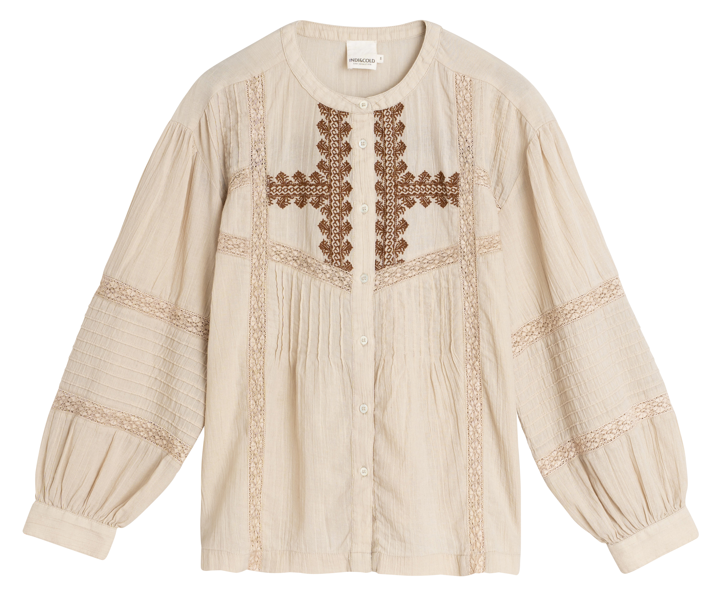 Chemise ample col rond en coton bio INDI & COLD Argent