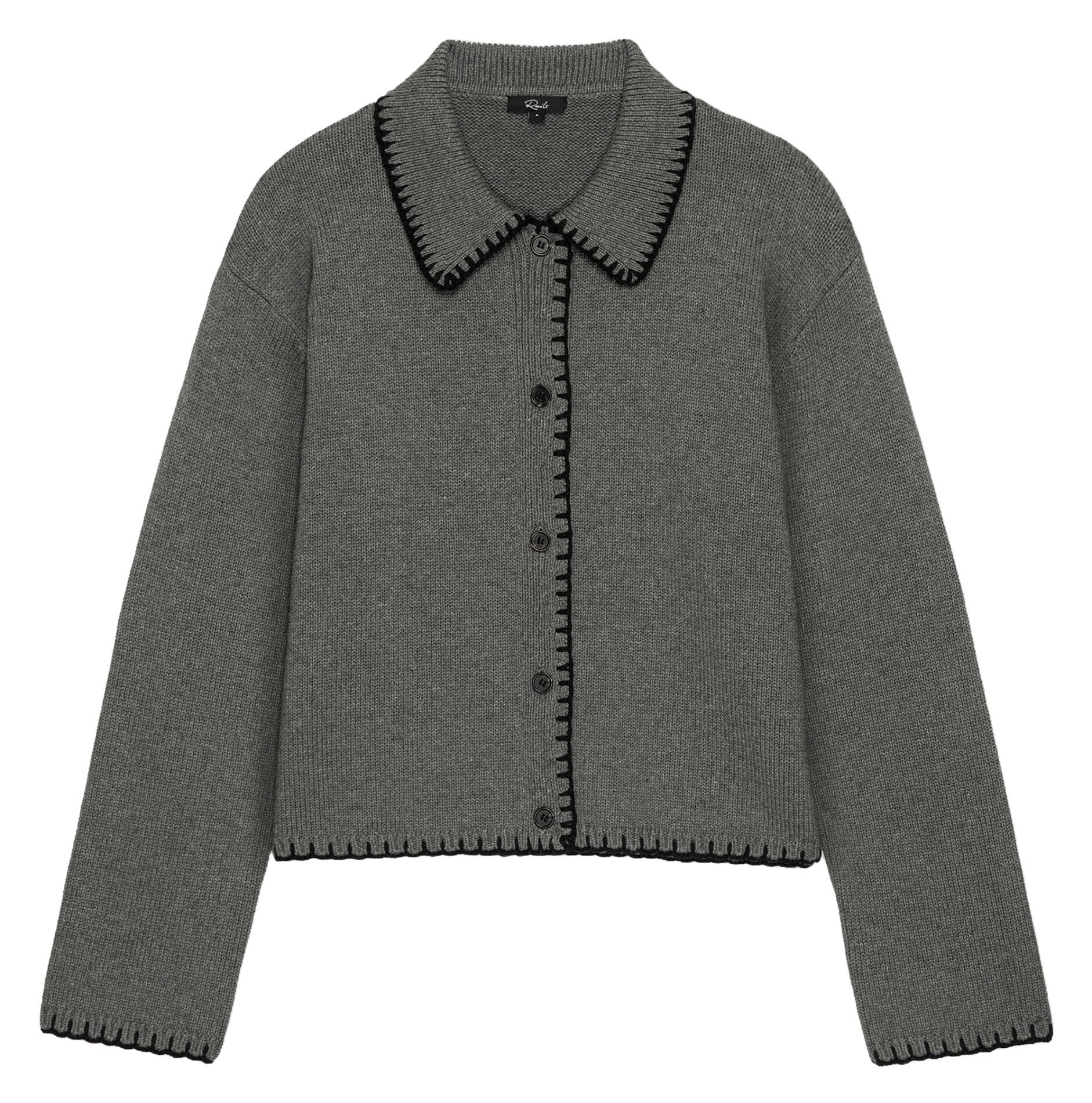 Cardigan ample boutonné en coton RAILS Gris