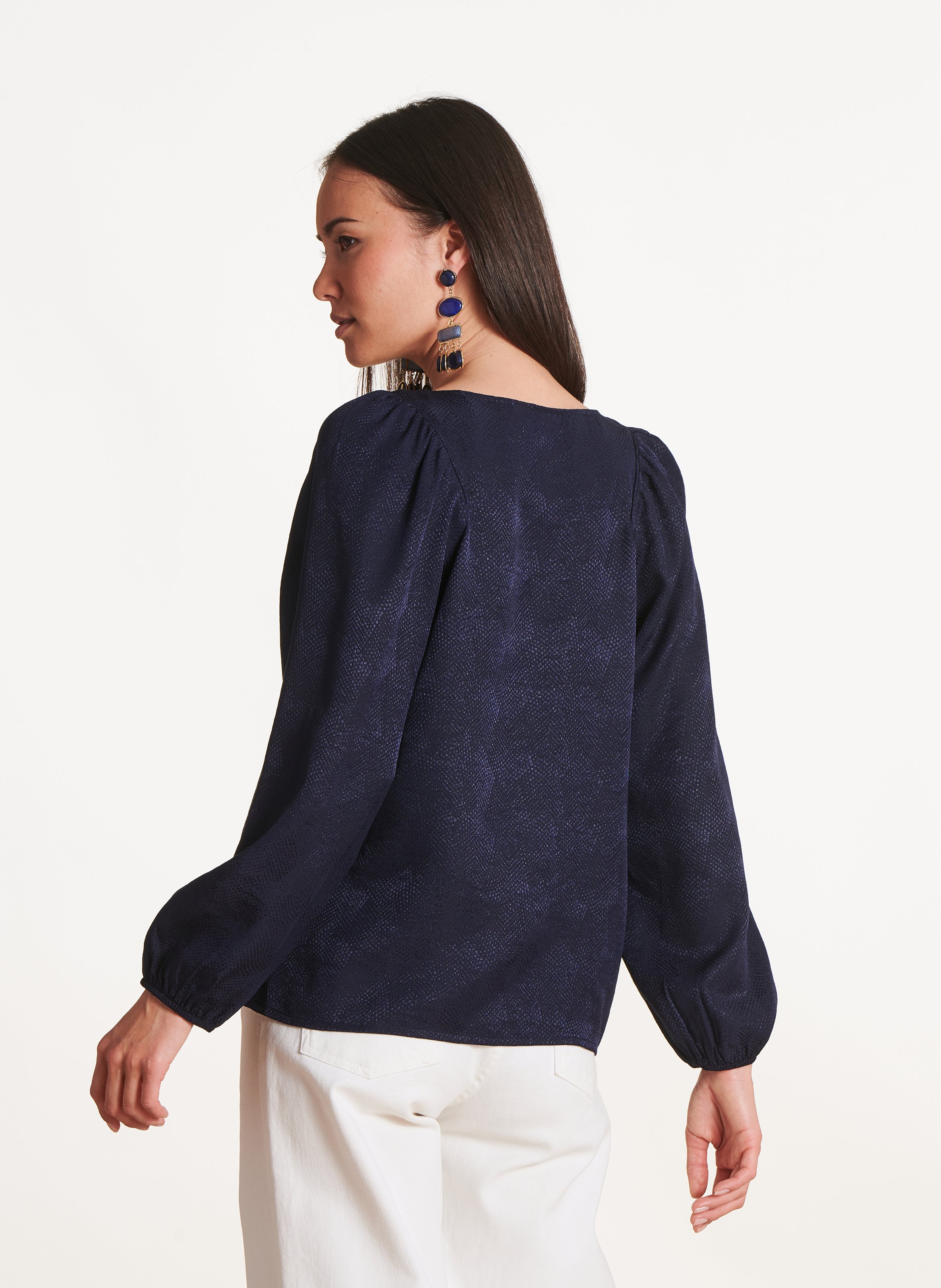 Straight top with puffy long sleeves LA FEE MARABOUTEE Blue