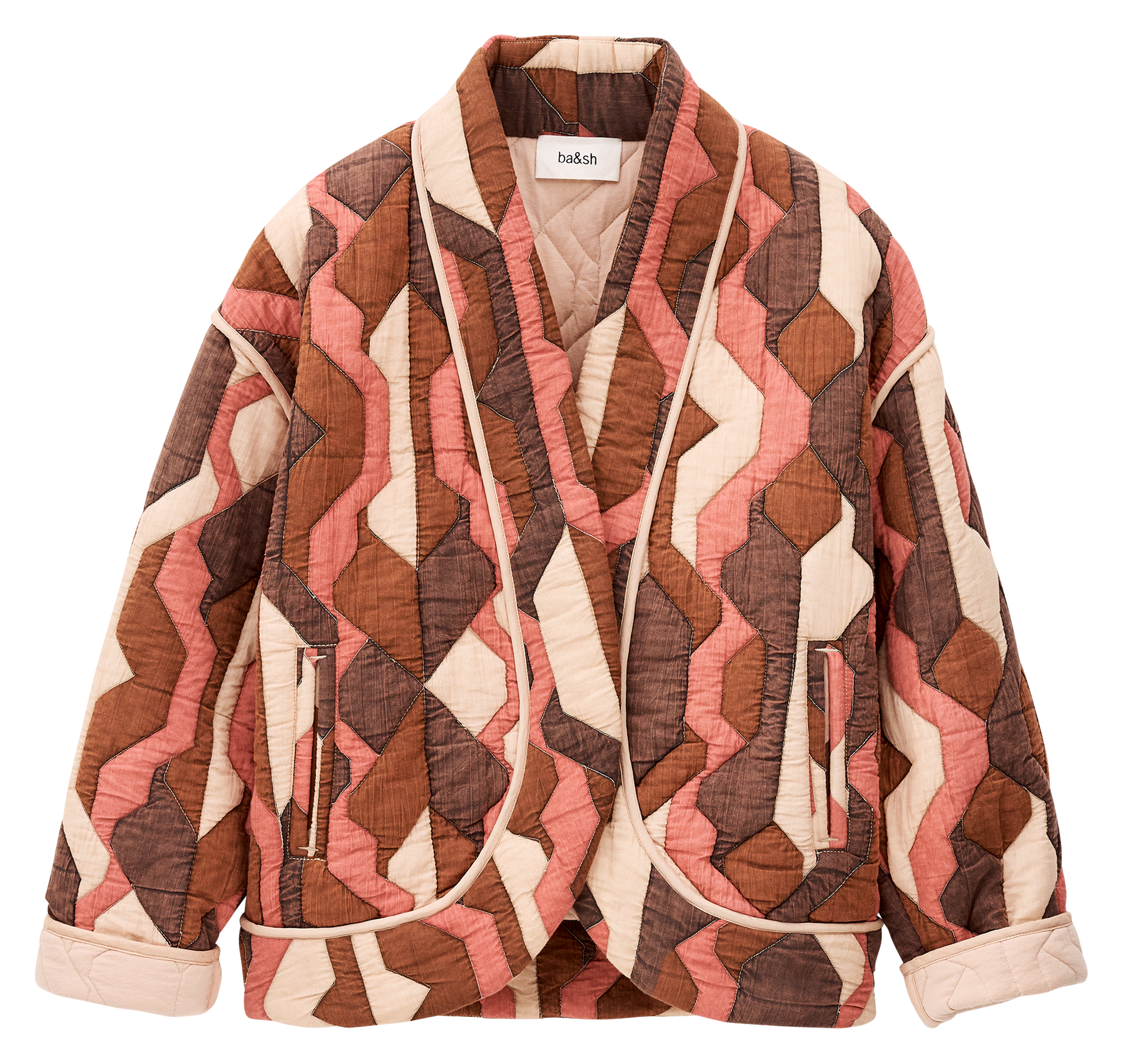 Gewatteerde jas met V-halsprint BA&SH Paars