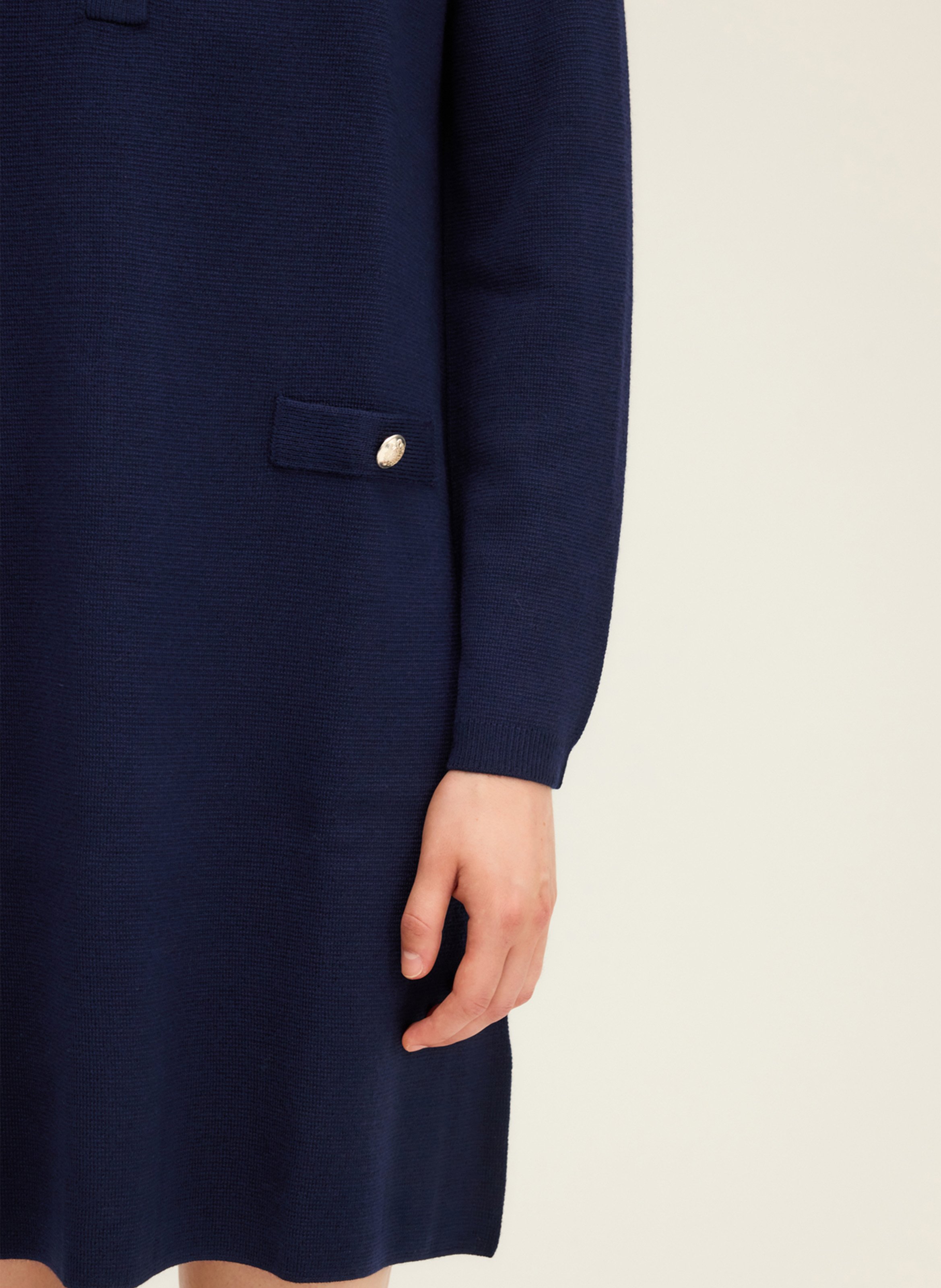 Robe courte col rond en laine mélangée PABLO Bleu