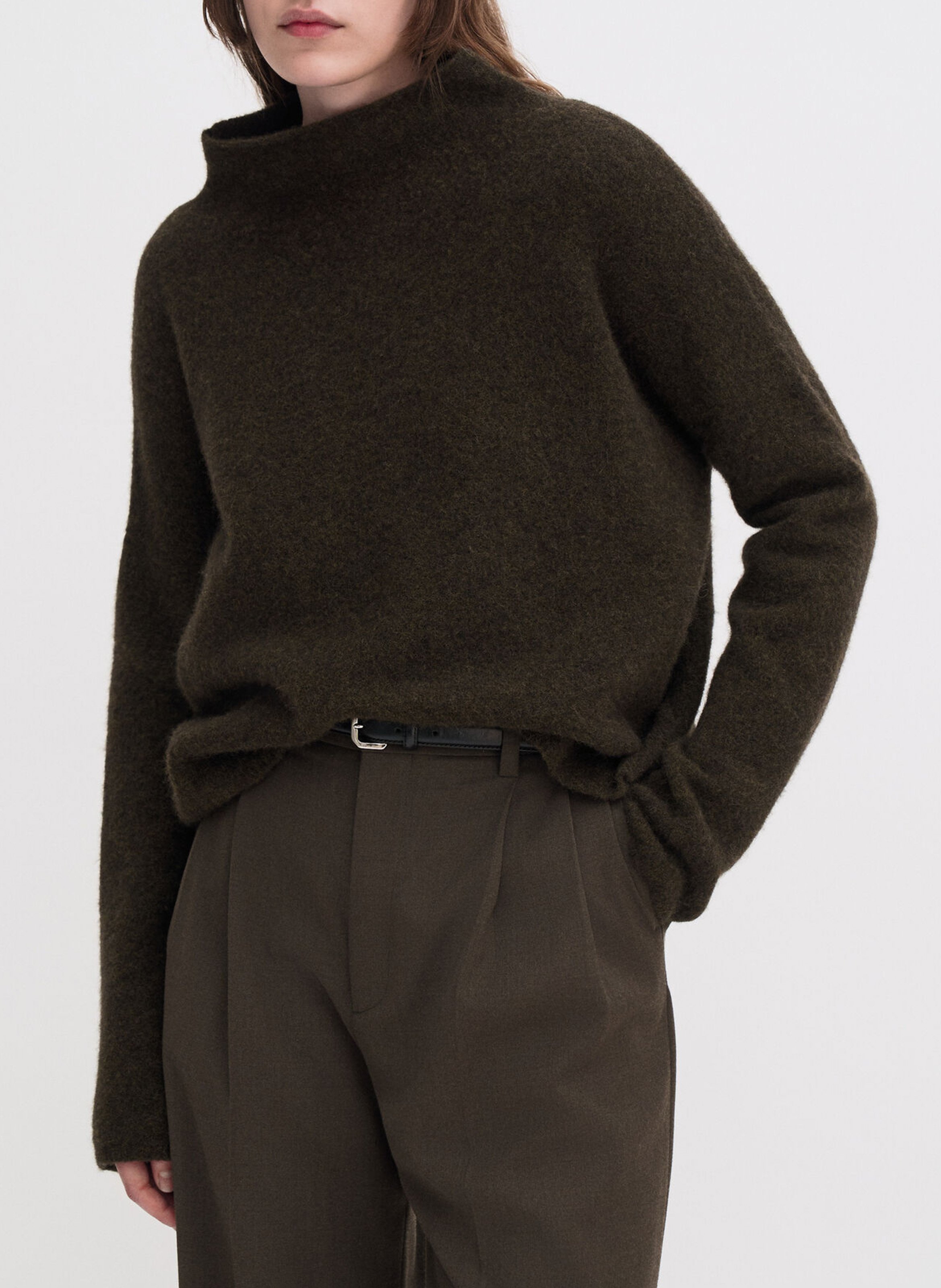 Pull col montant en laine mélangée FILIPPA K Kaki